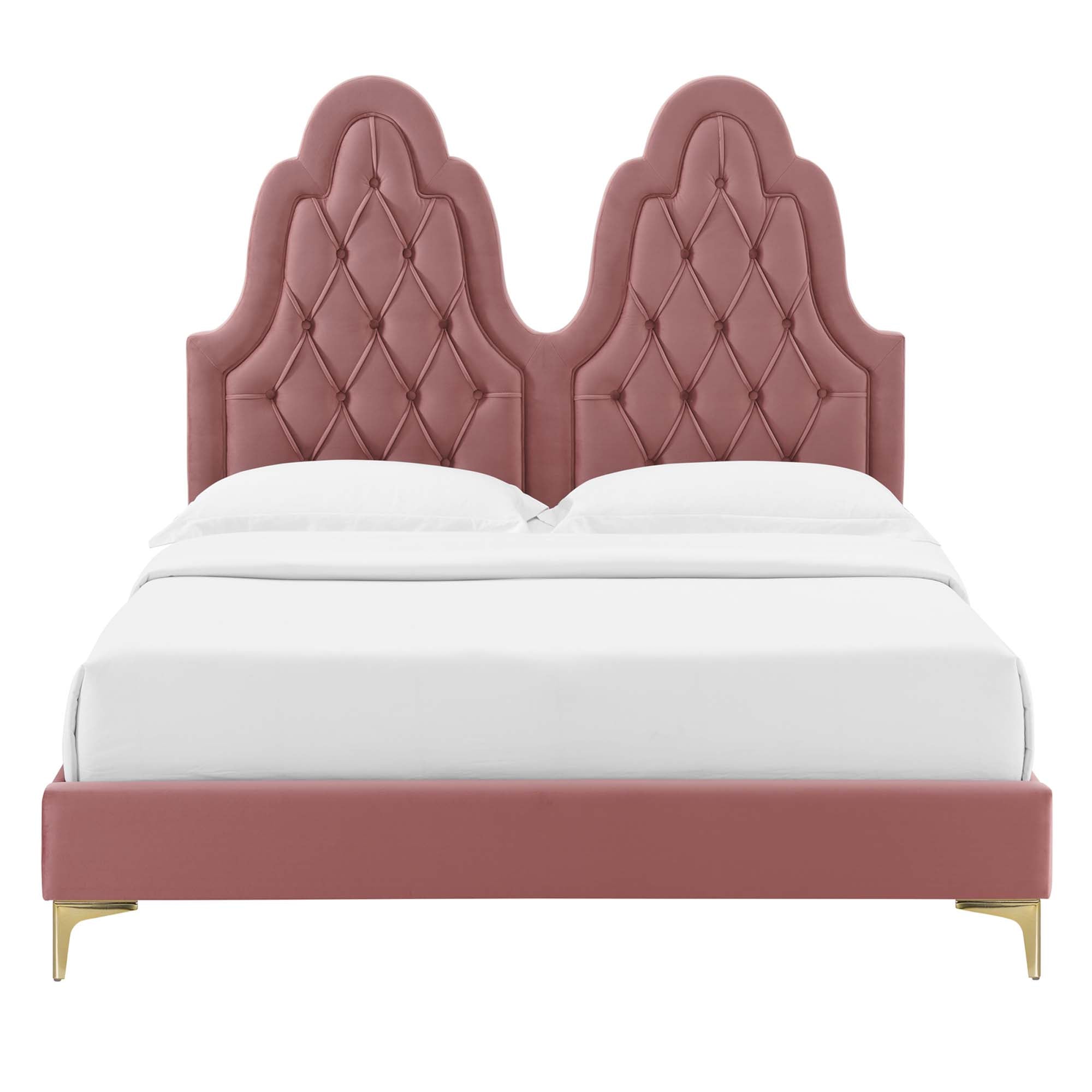 Alexandria Dusty Rose Tufted Performance Velvet King Platform Bed