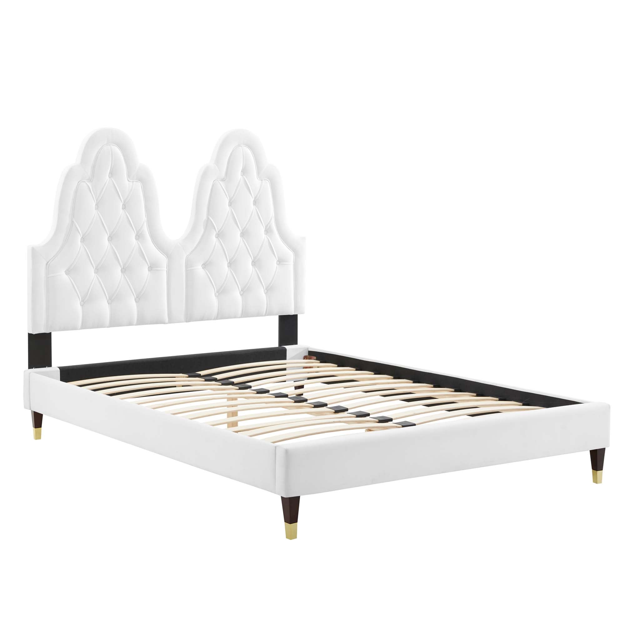 Alexandria White Tufted Performance Velvet King Platform Bed