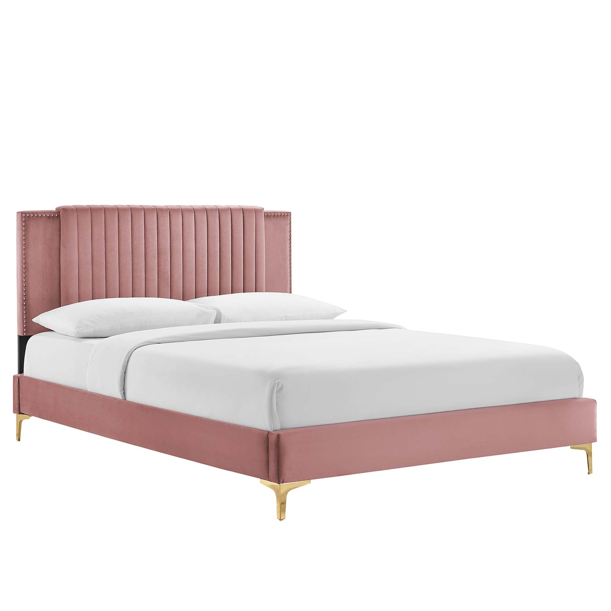 Zahra Navy Channel Tufted Performance Velvet Twin Platform Bed