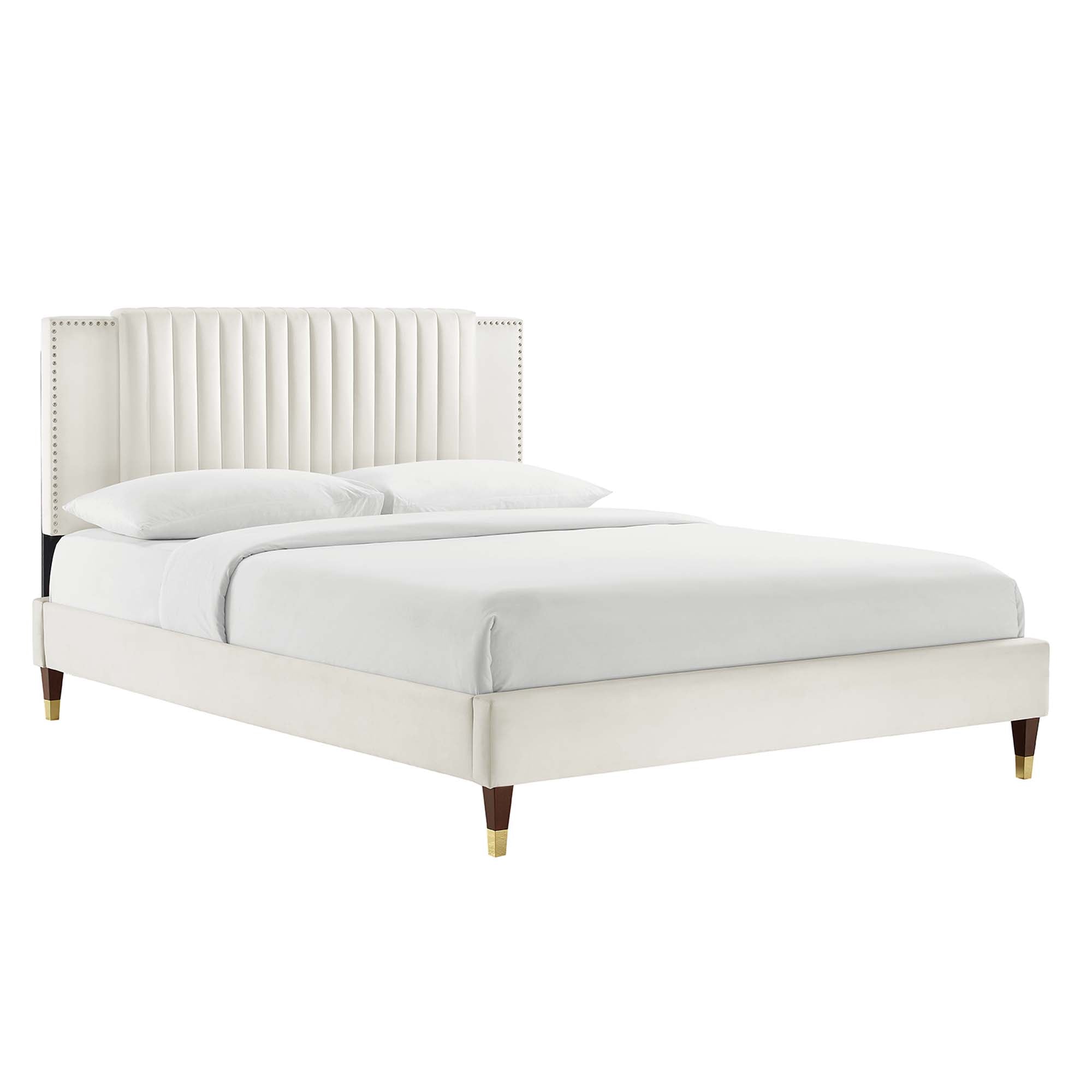 Zahra Dusty Rose Channel Tufted Performance Velvet Twin Platform Bed