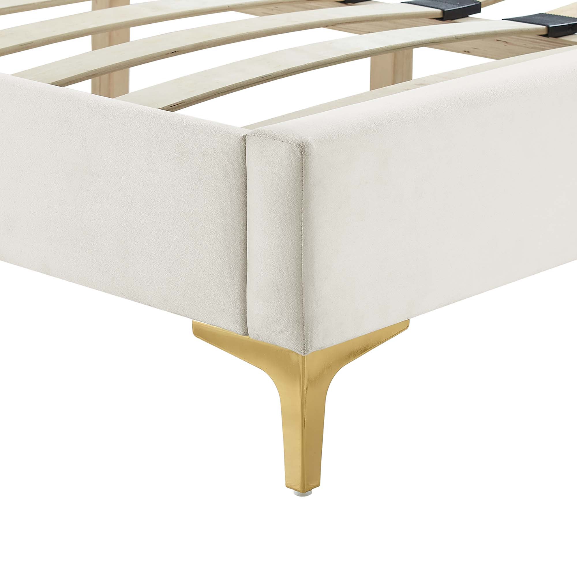 Yasmine White Channel Tufted Performance Velvet King Platform Bed