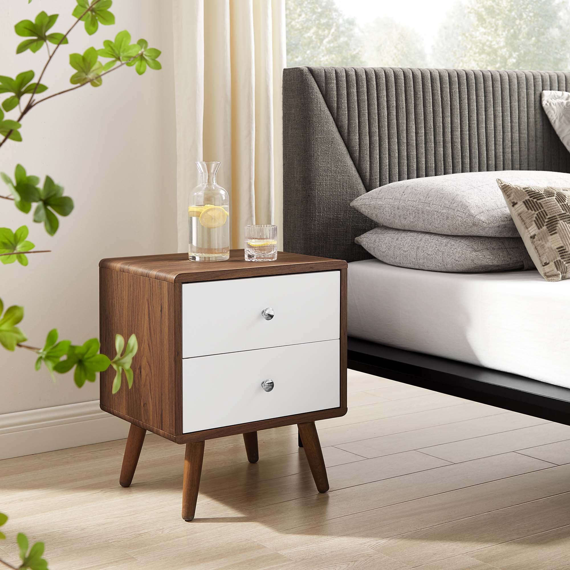 Transmit 2-Drawer Nightstand, Walnut White