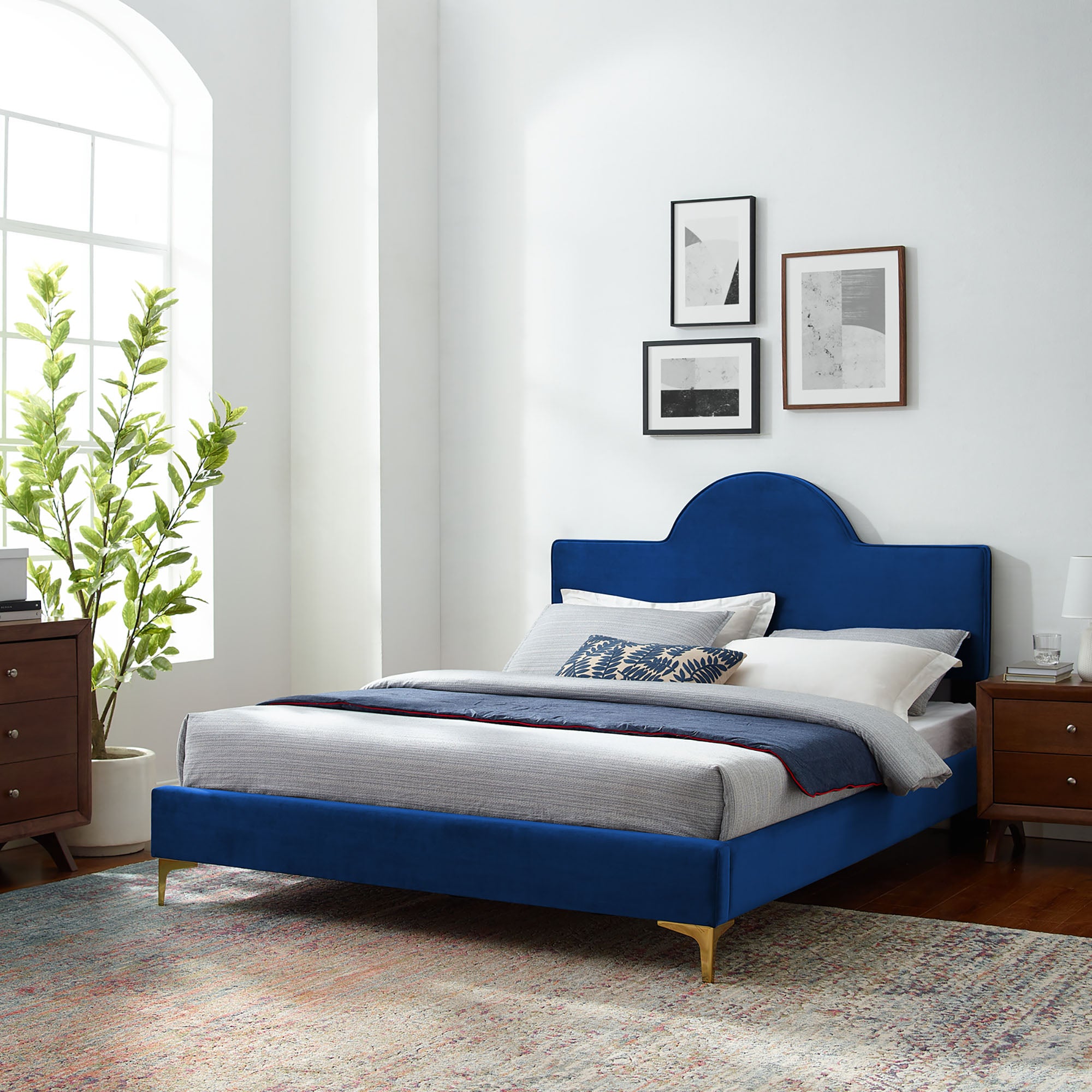 Sunny Navy Performance Velvet Twin Bed