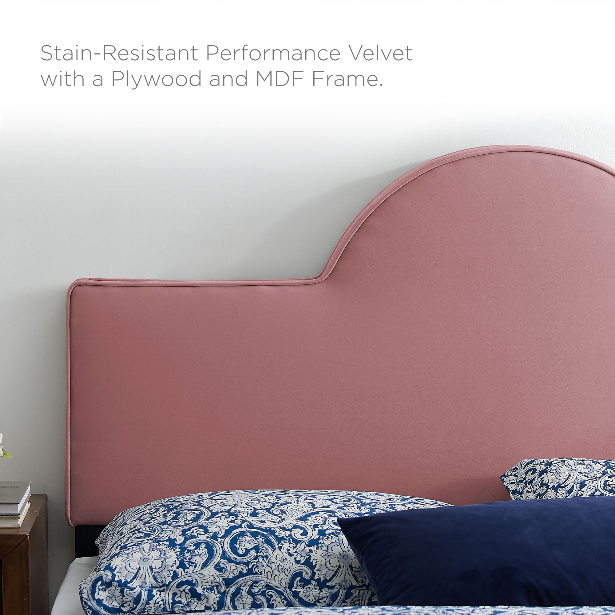 Sunny Dusty Rose Performance Velvet King Bed