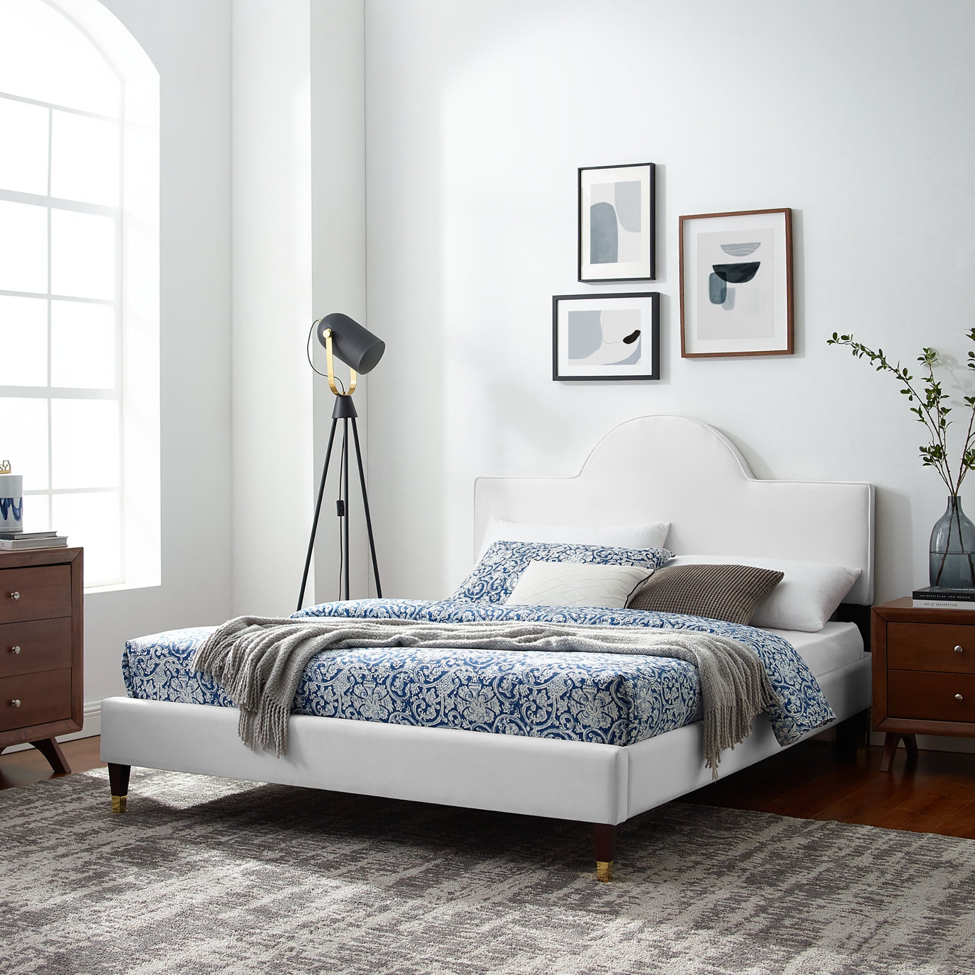 Aurora White Performance Velvet King Bed
