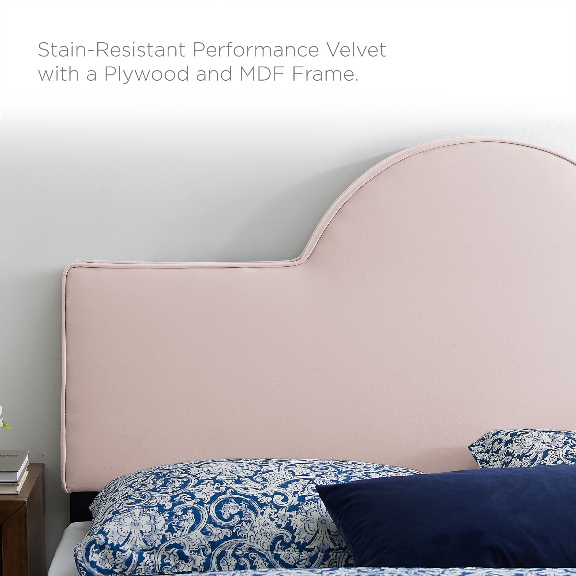 Soleil Pink Performance Velvet Full Bed