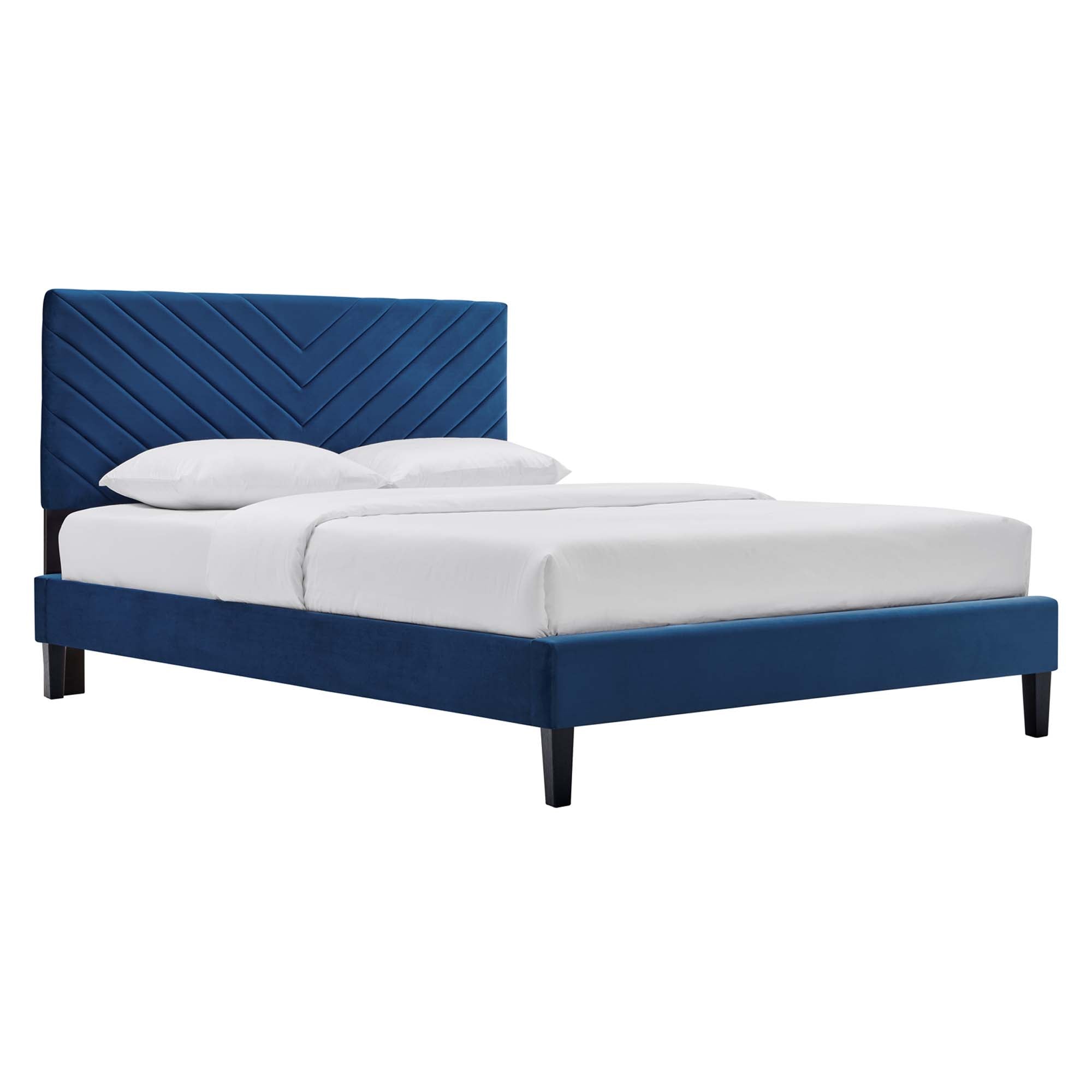 Roxanne White Performance Velvet Full Platform Bed