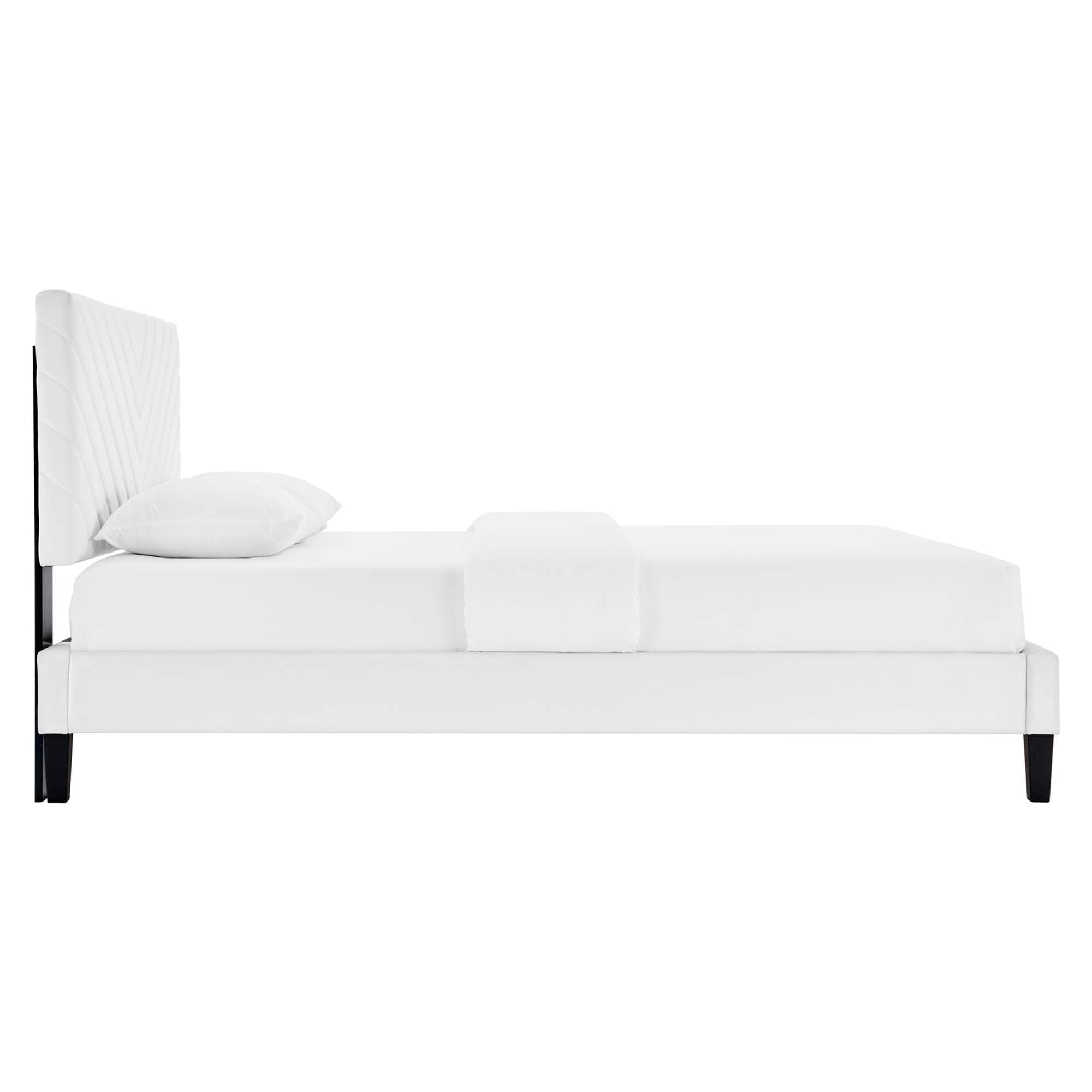 Roxanne White Performance Velvet Full Platform Bed