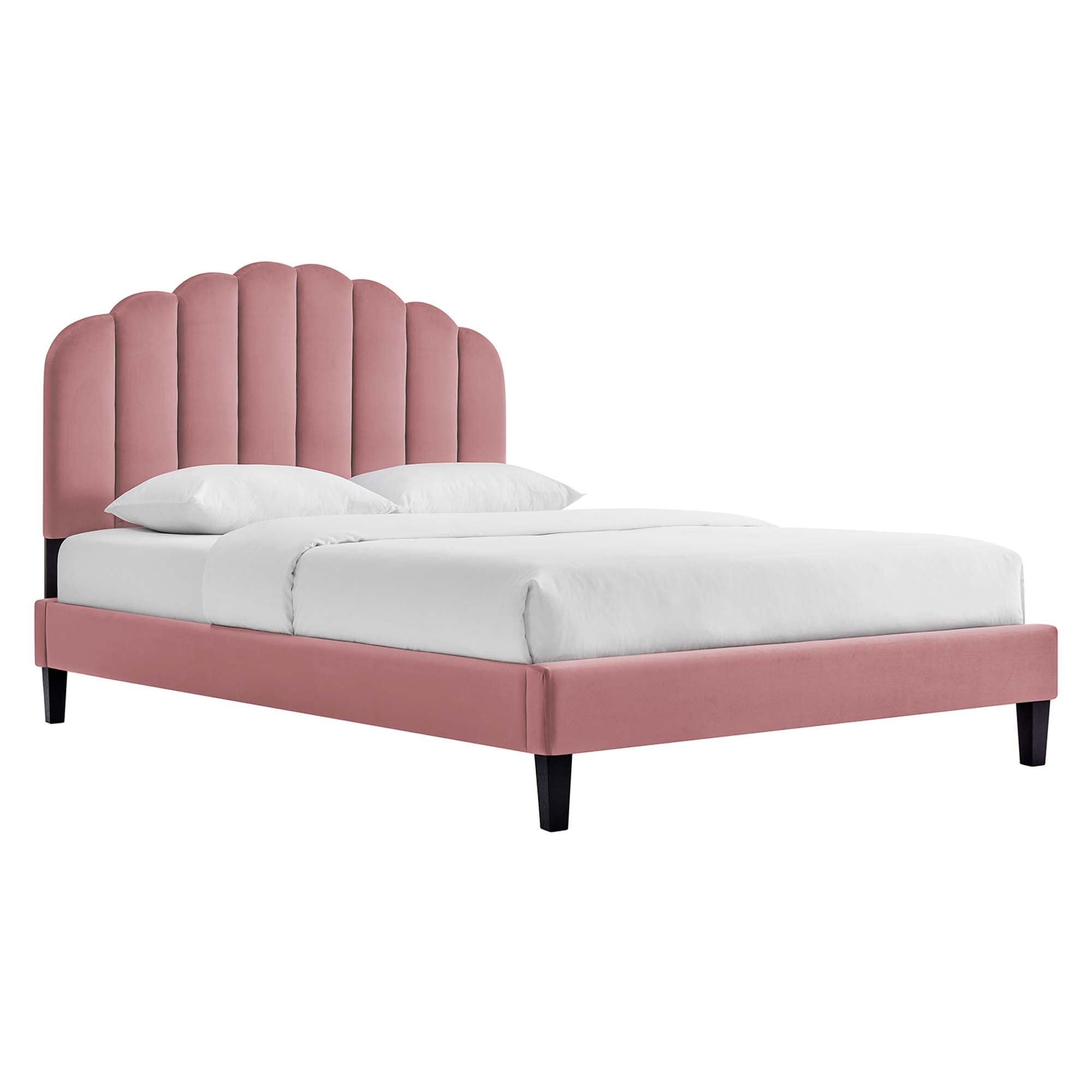 Daisy Navy Performance Velvet Full Platform Bed