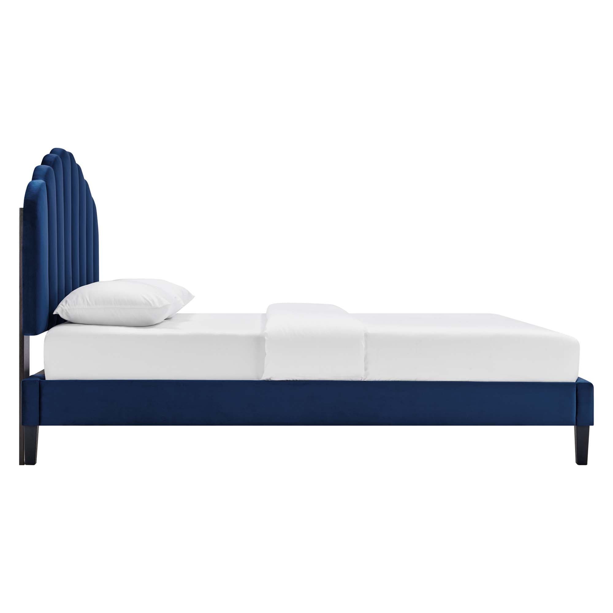 Daisy Navy Performance Velvet Full Platform Bed