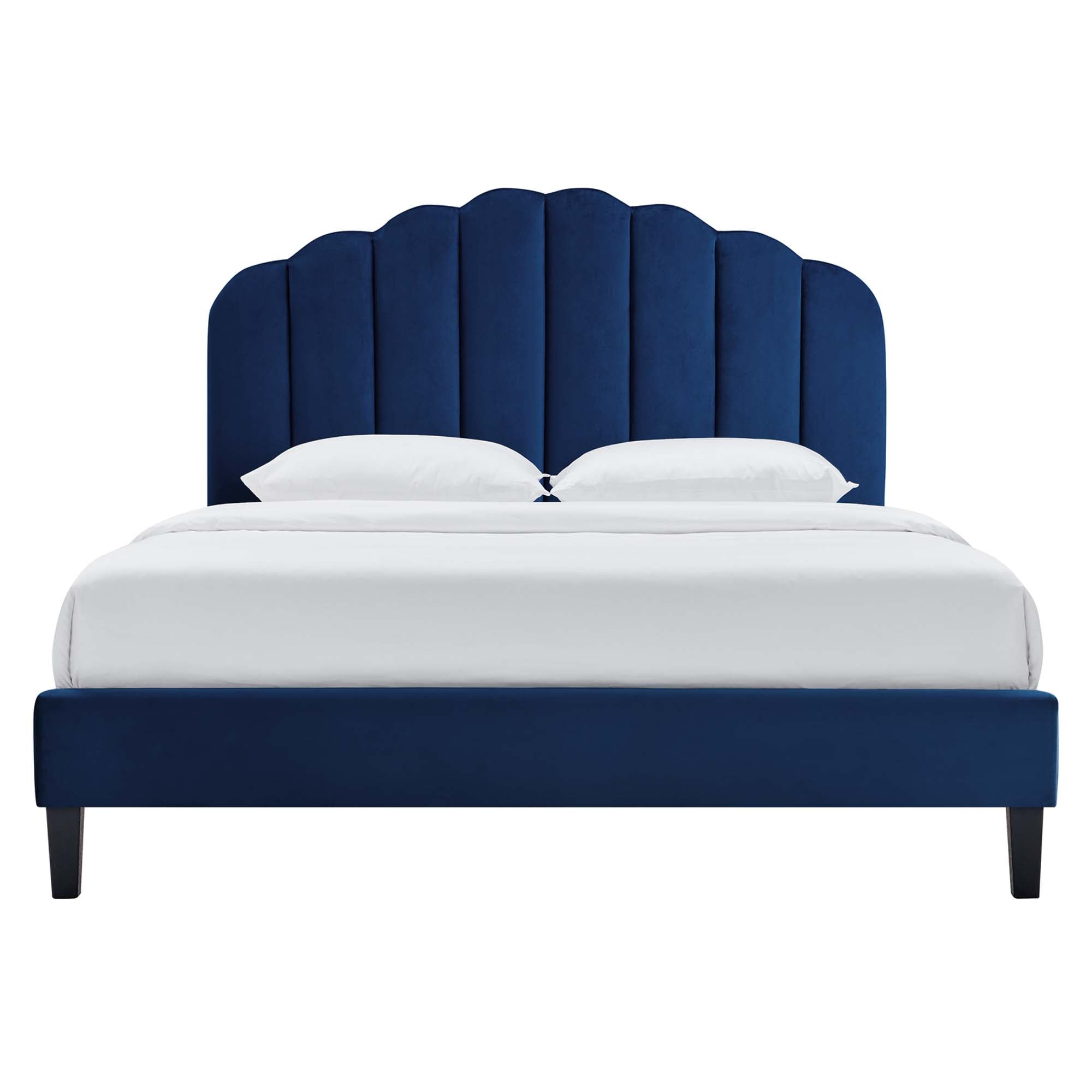 Daisy Navy Performance Velvet Full Platform Bed