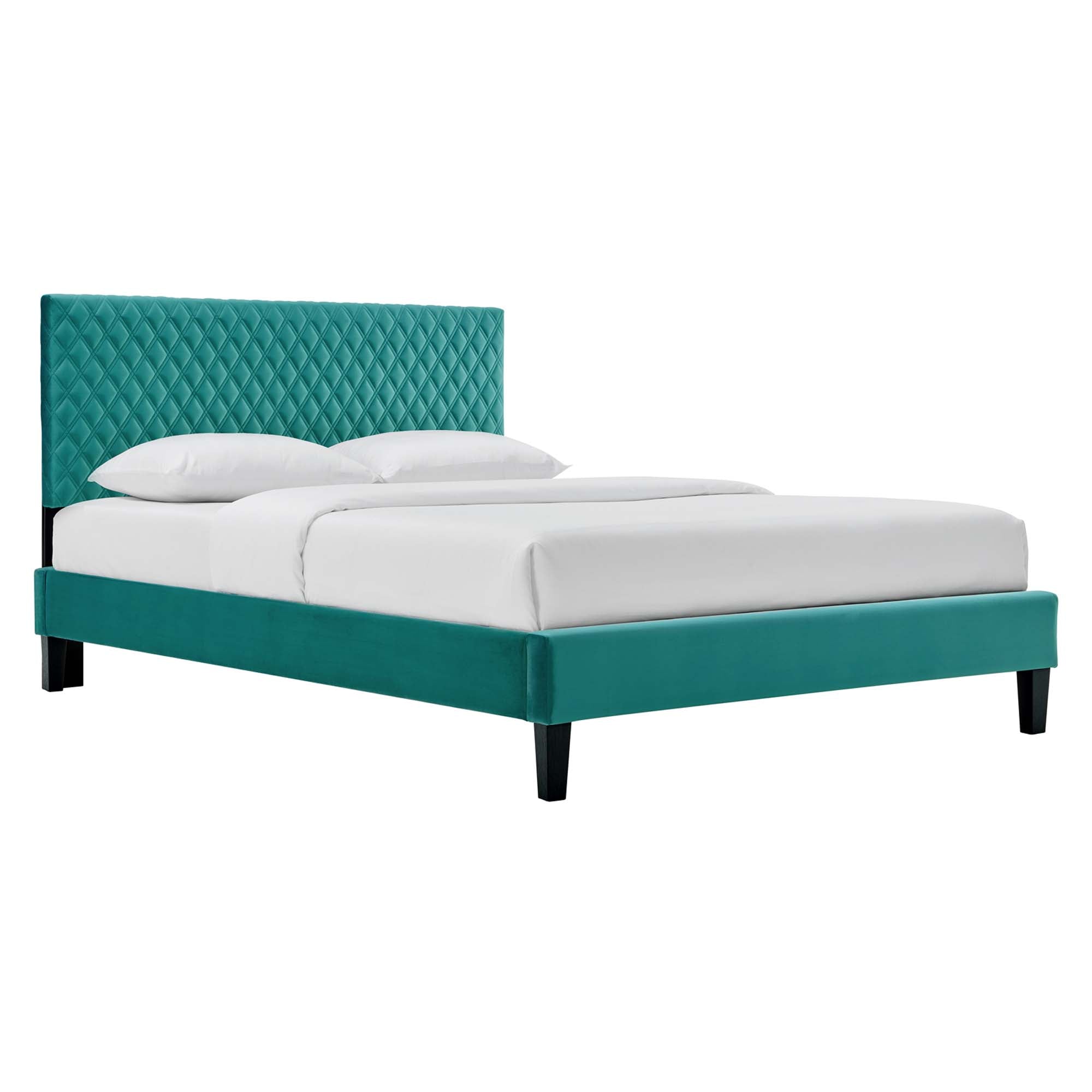 Garcelle Teal Performance Velvet Full Platform Bed