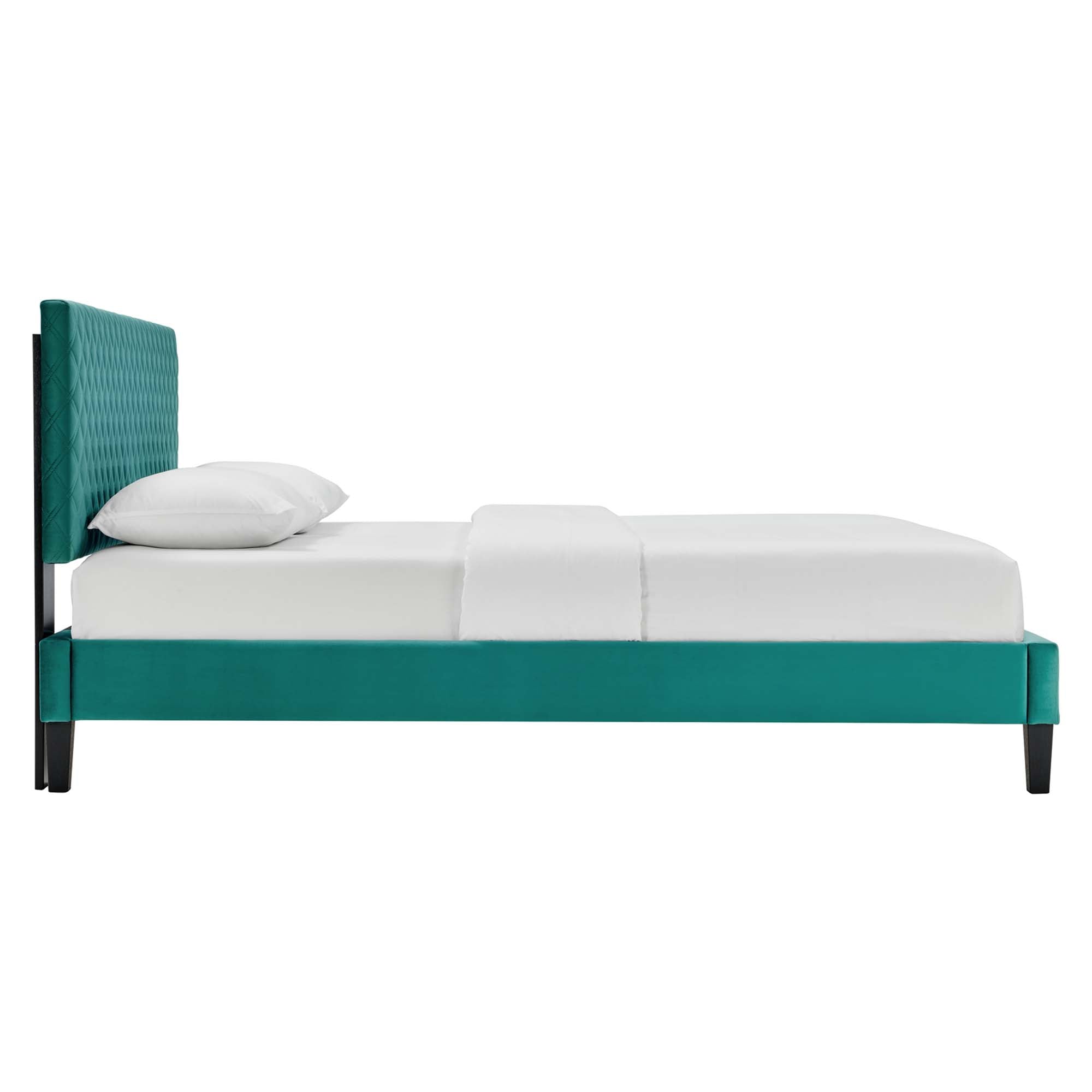 Garcelle Teal Performance Velvet Full Platform Bed