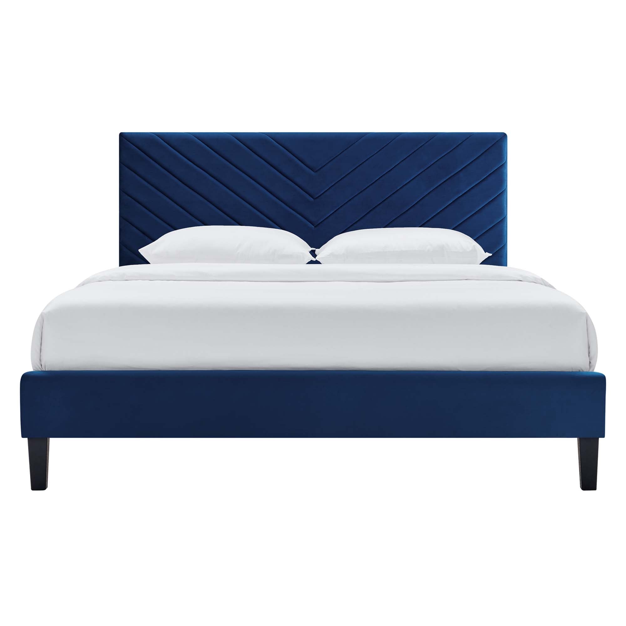 Roxanne Navy Performance Velvet Twin Platform Bed