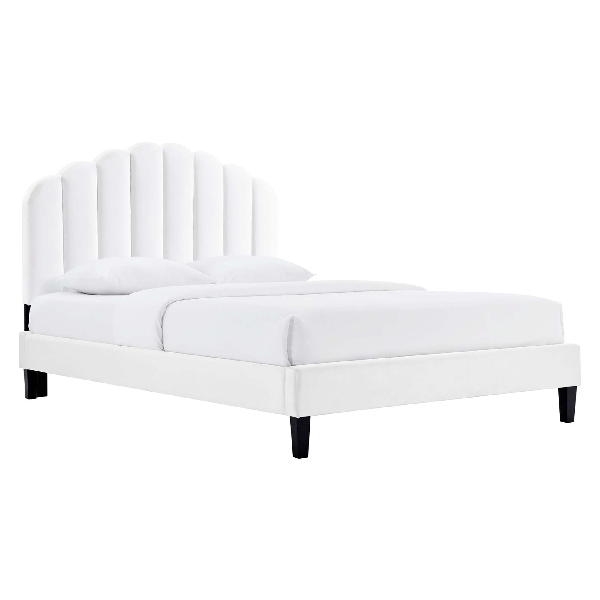 Daisy White Performance Velvet Twin Platform Bed