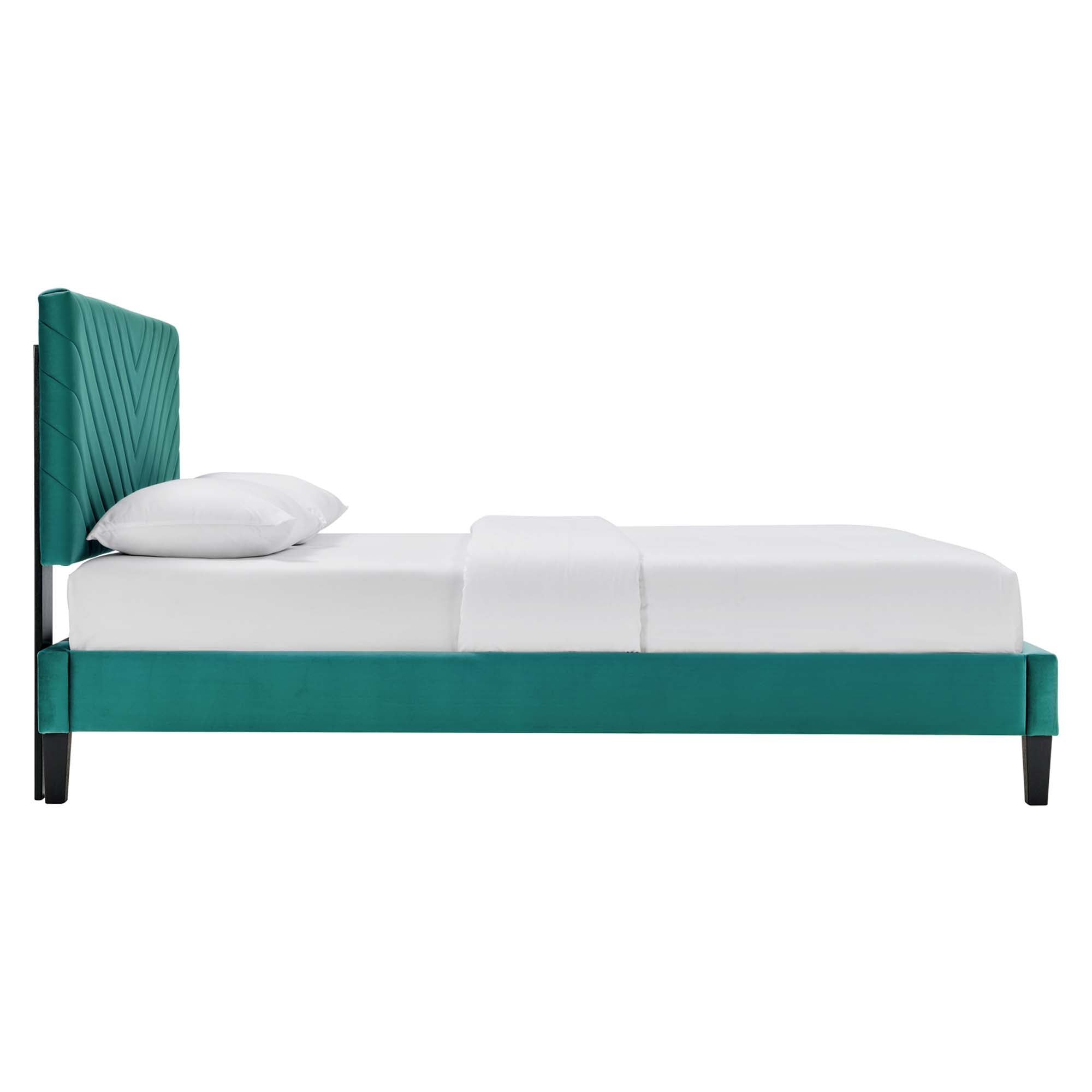 Roxanne Teal Performance Velvet King Platform Bed