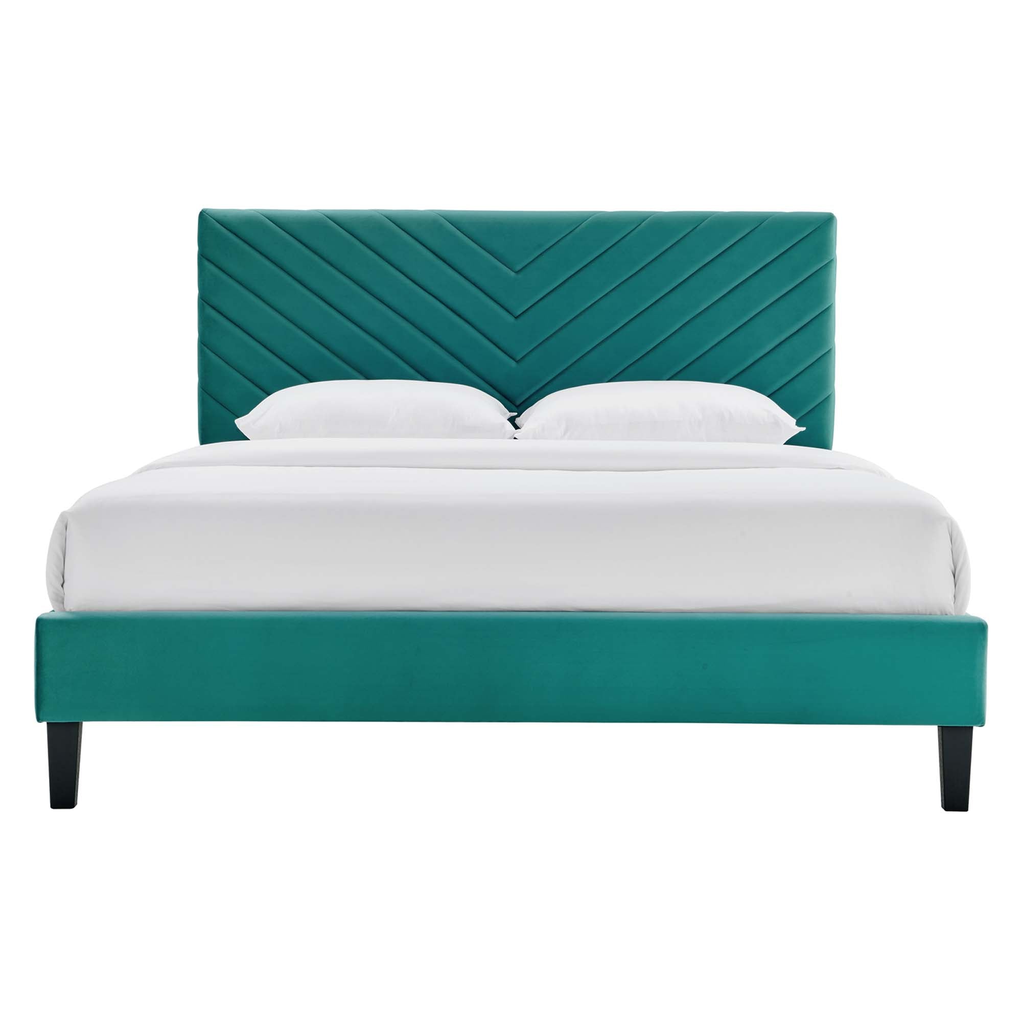 Roxanne Teal Performance Velvet King Platform Bed