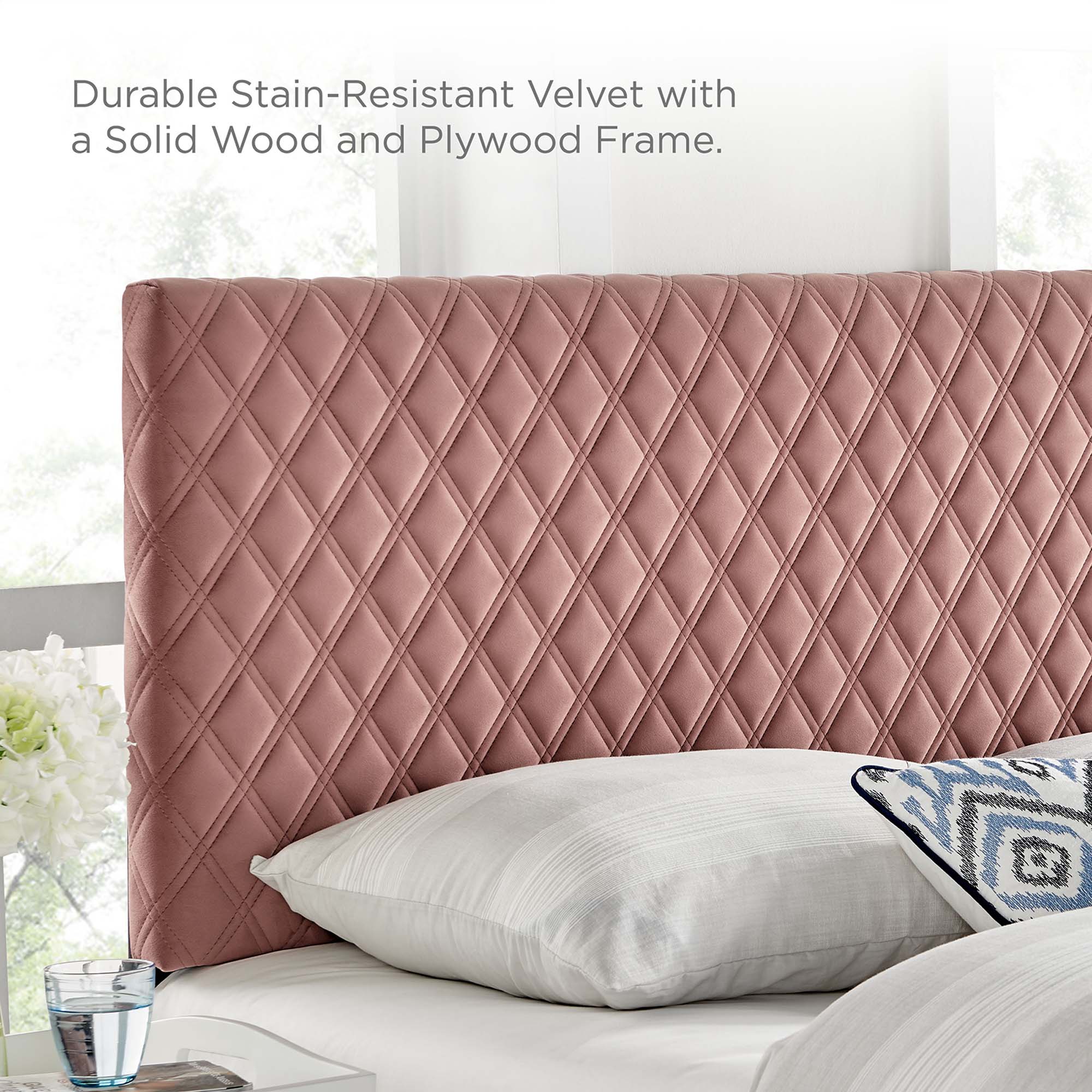 Garcelle Dusty Rose Performance Velvet King Platform Bed