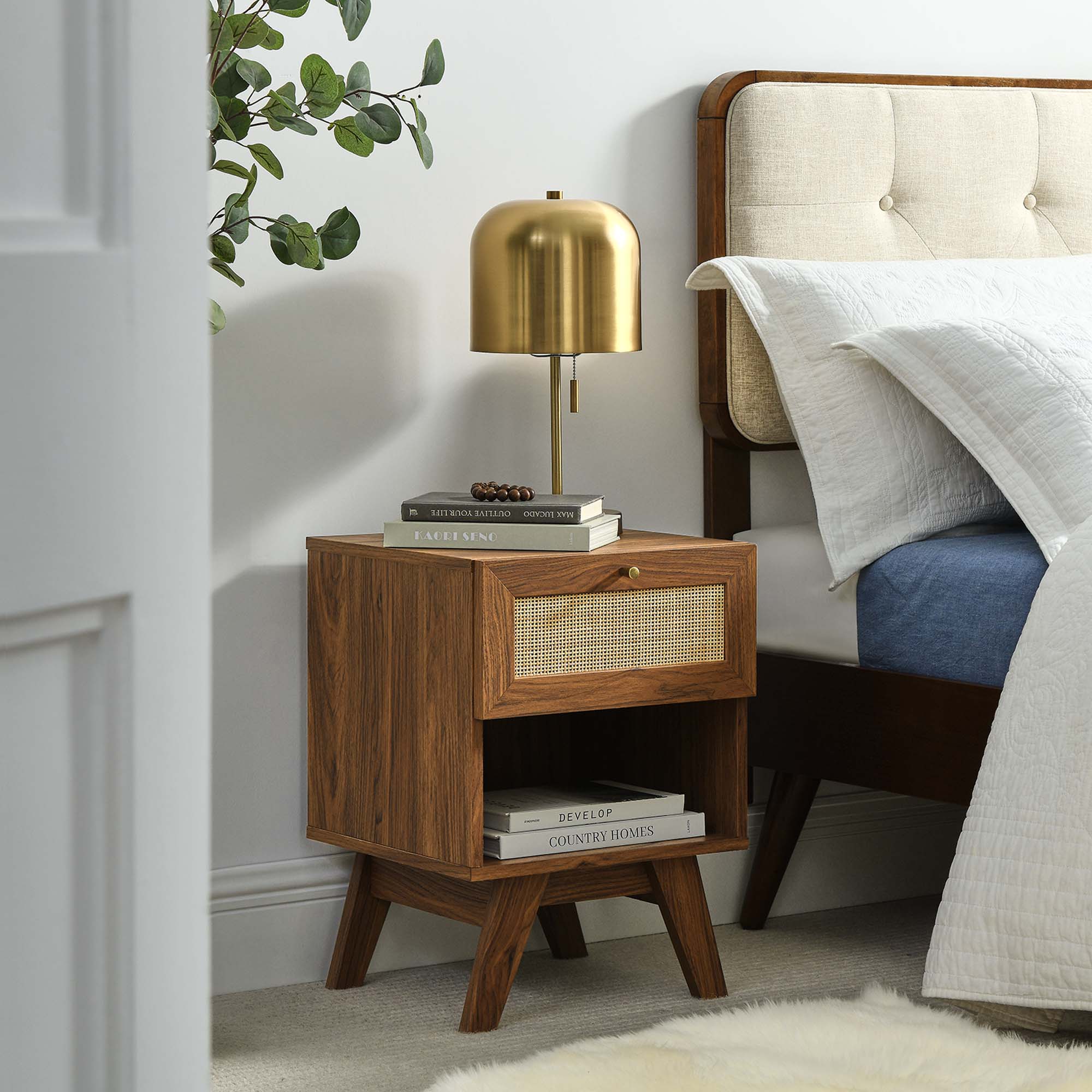 Soma 1-Drawer Nightstand, Walnut