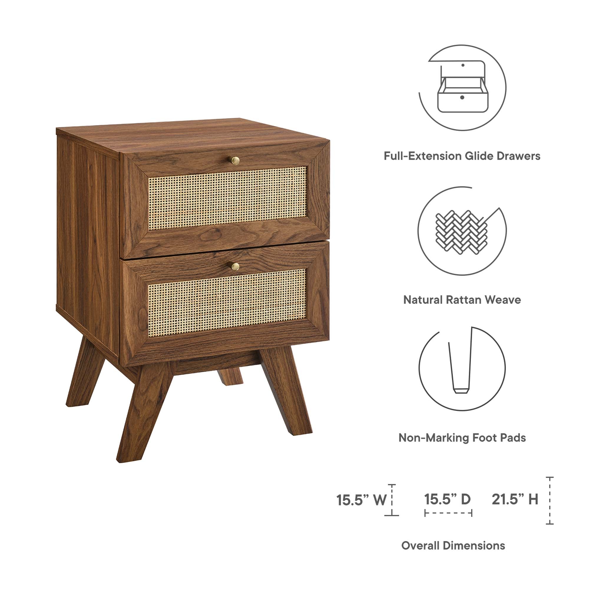Soma 2-Drawer Nightstand, Walnut