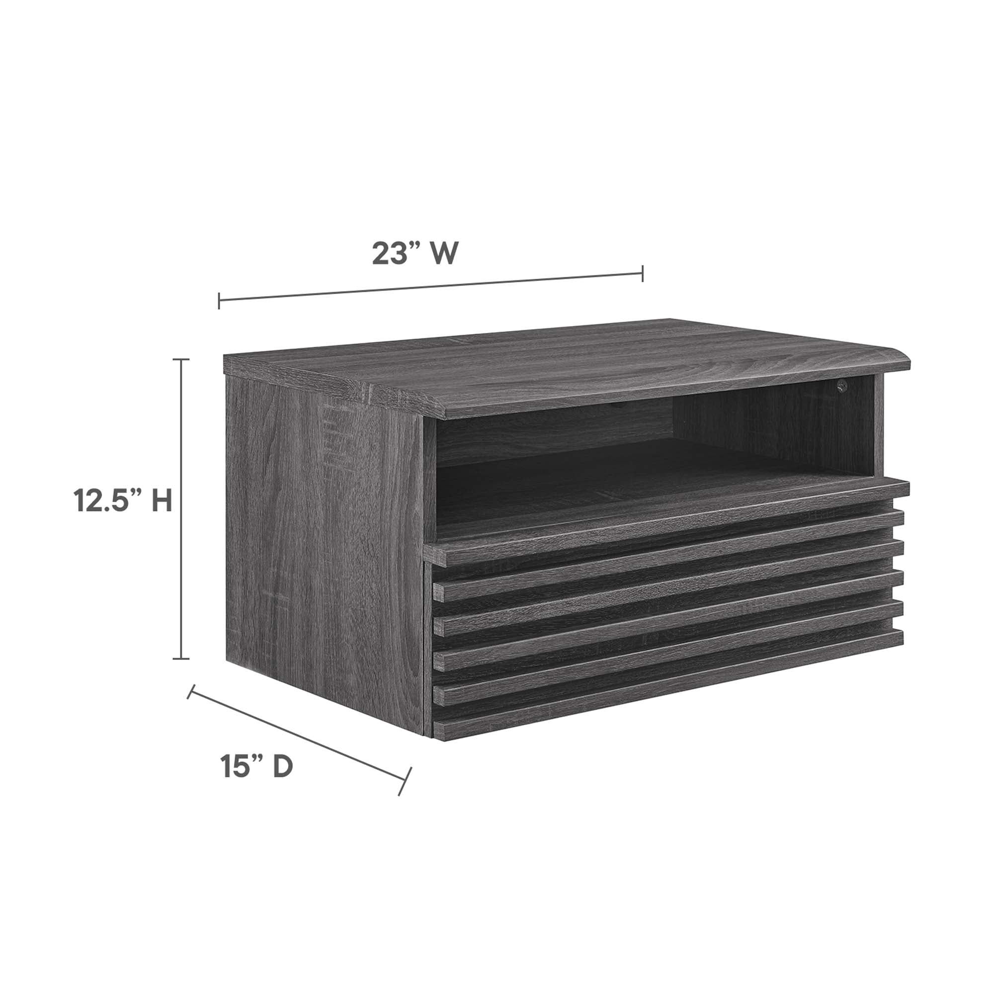 Render Wall-Mount Nightstand, Charcoal