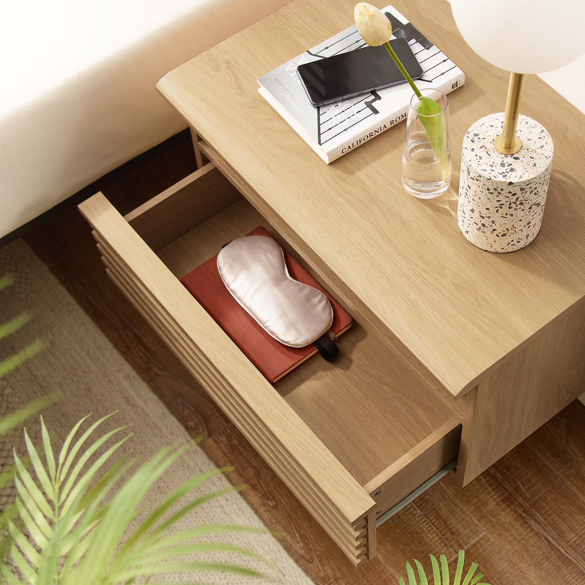 Render Wall-Mount Nightstand, Oak