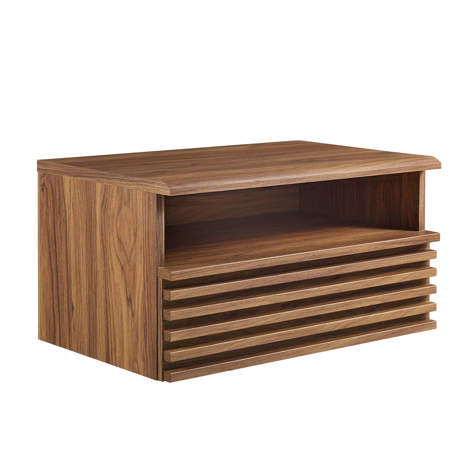 Render Wall-Mount Nightstand, Walnut