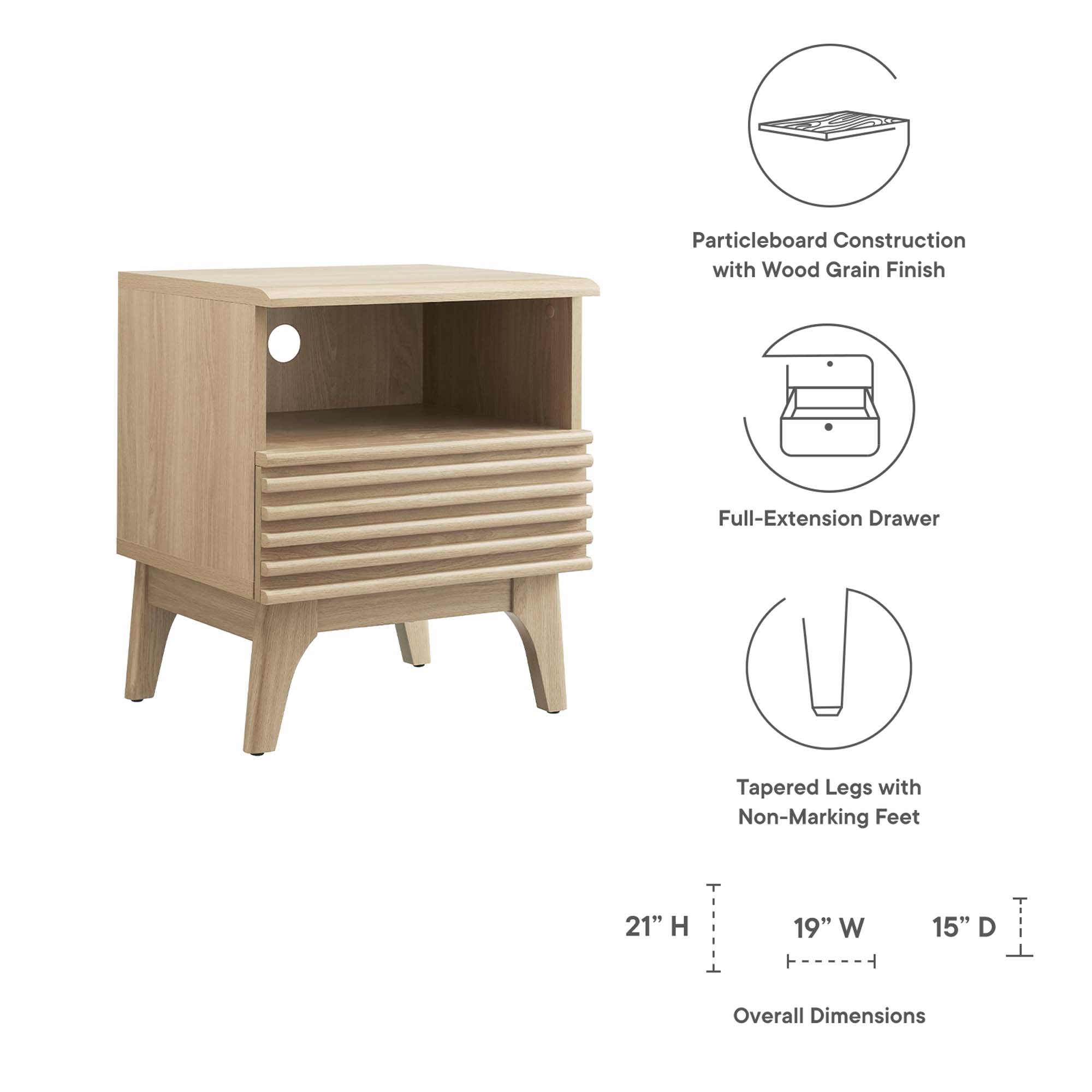 Render Nightstand, Oak