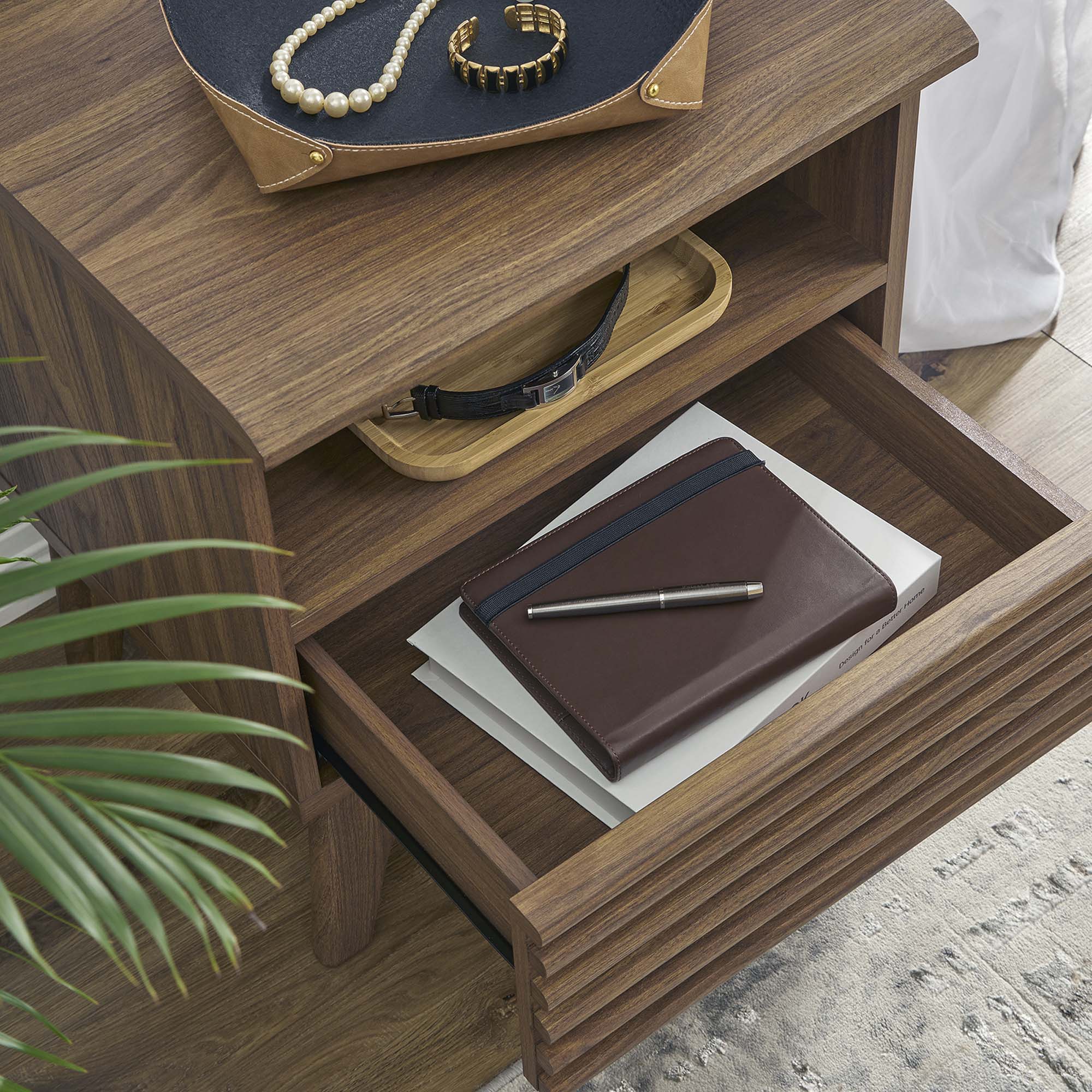Render Nightstand, Walnut