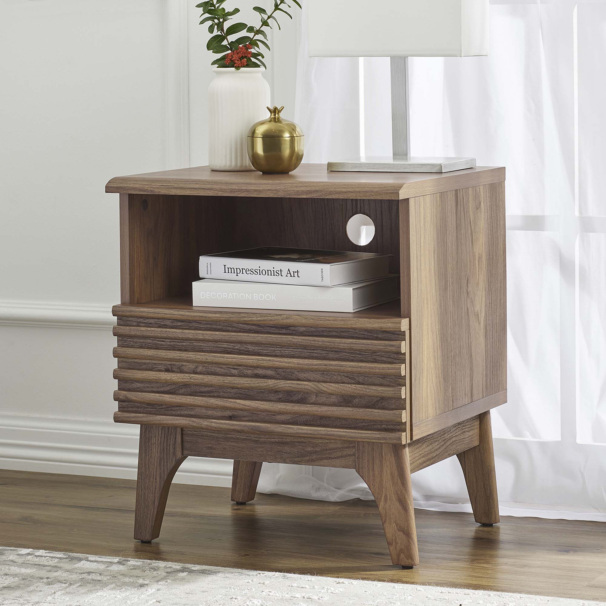 Render Nightstand, Walnut