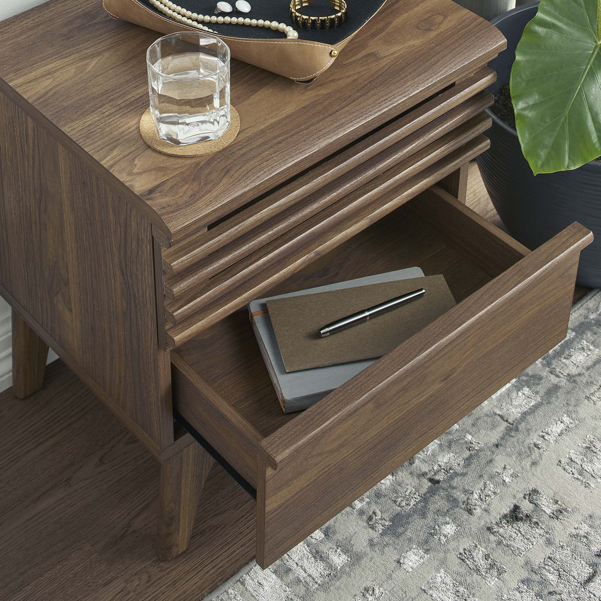 Render Nightstand, Walnut