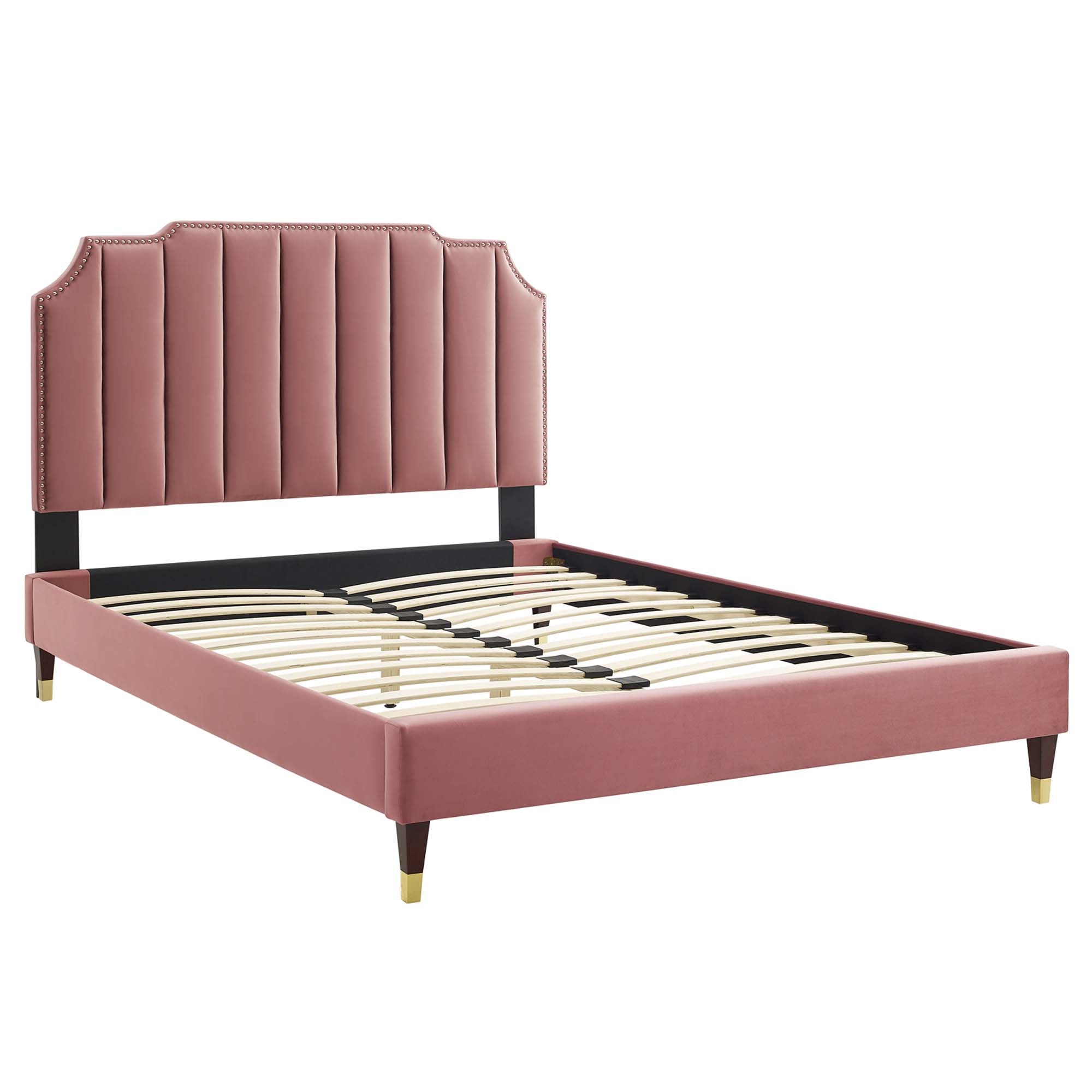 Colette Dusty Rose King Performance Velvet Fabic Platform Bed