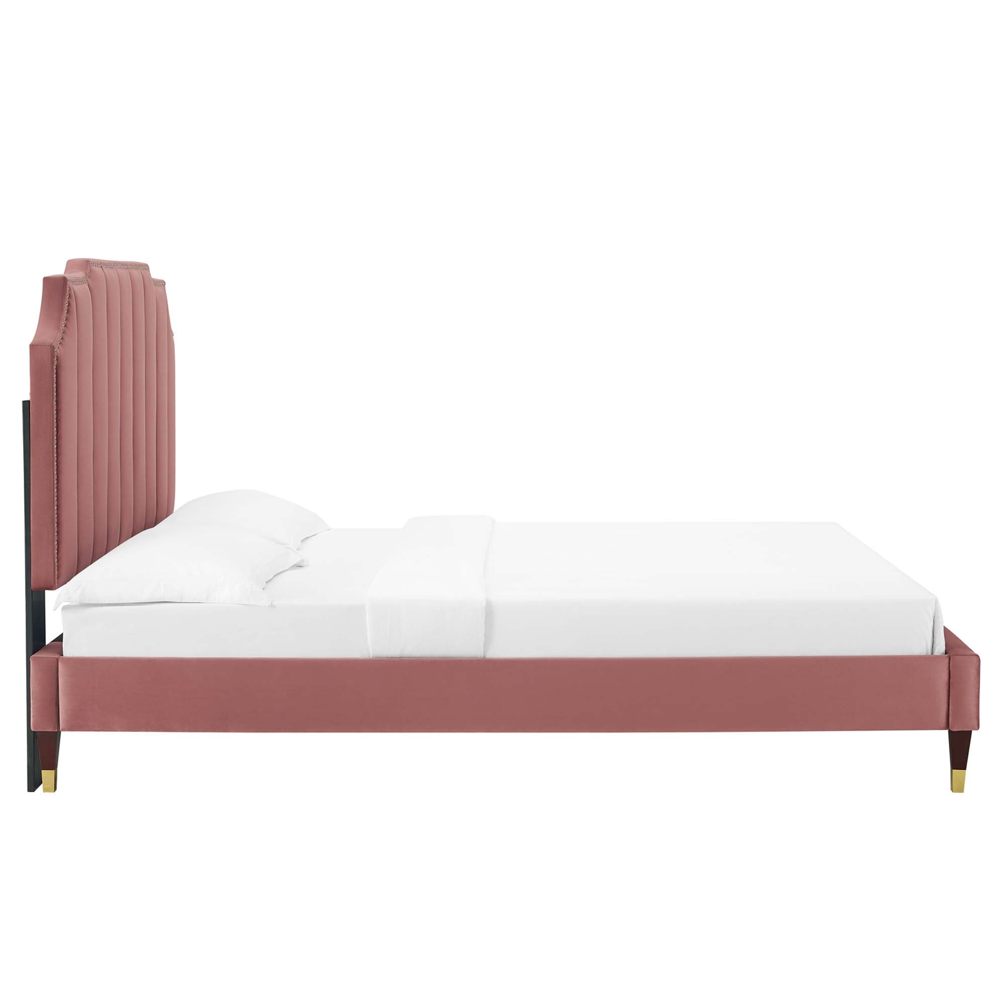 Colette Dusty Rose King Performance Velvet Fabic Platform Bed