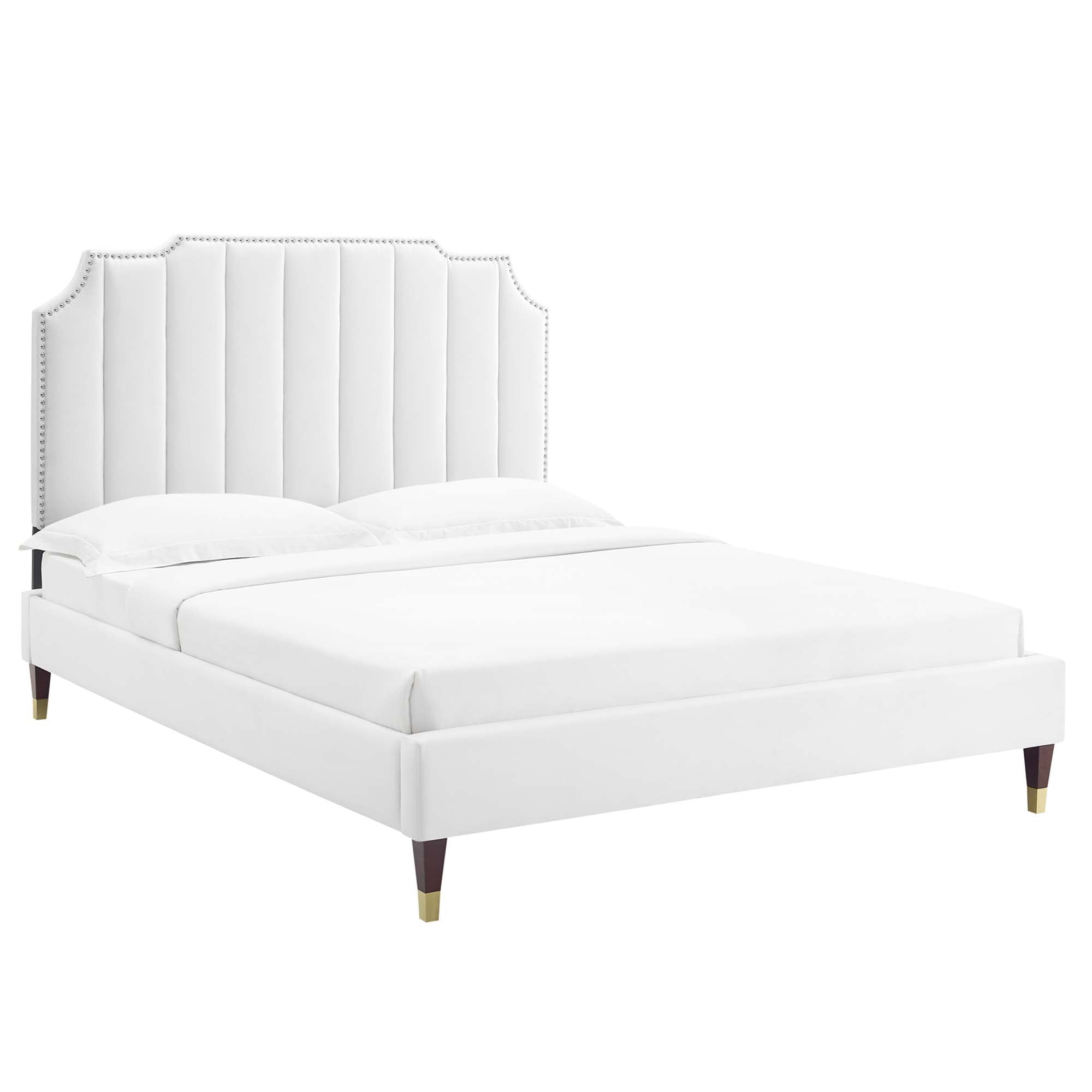 Colette Dusty Rose King Performance Velvet Fabic Platform Bed