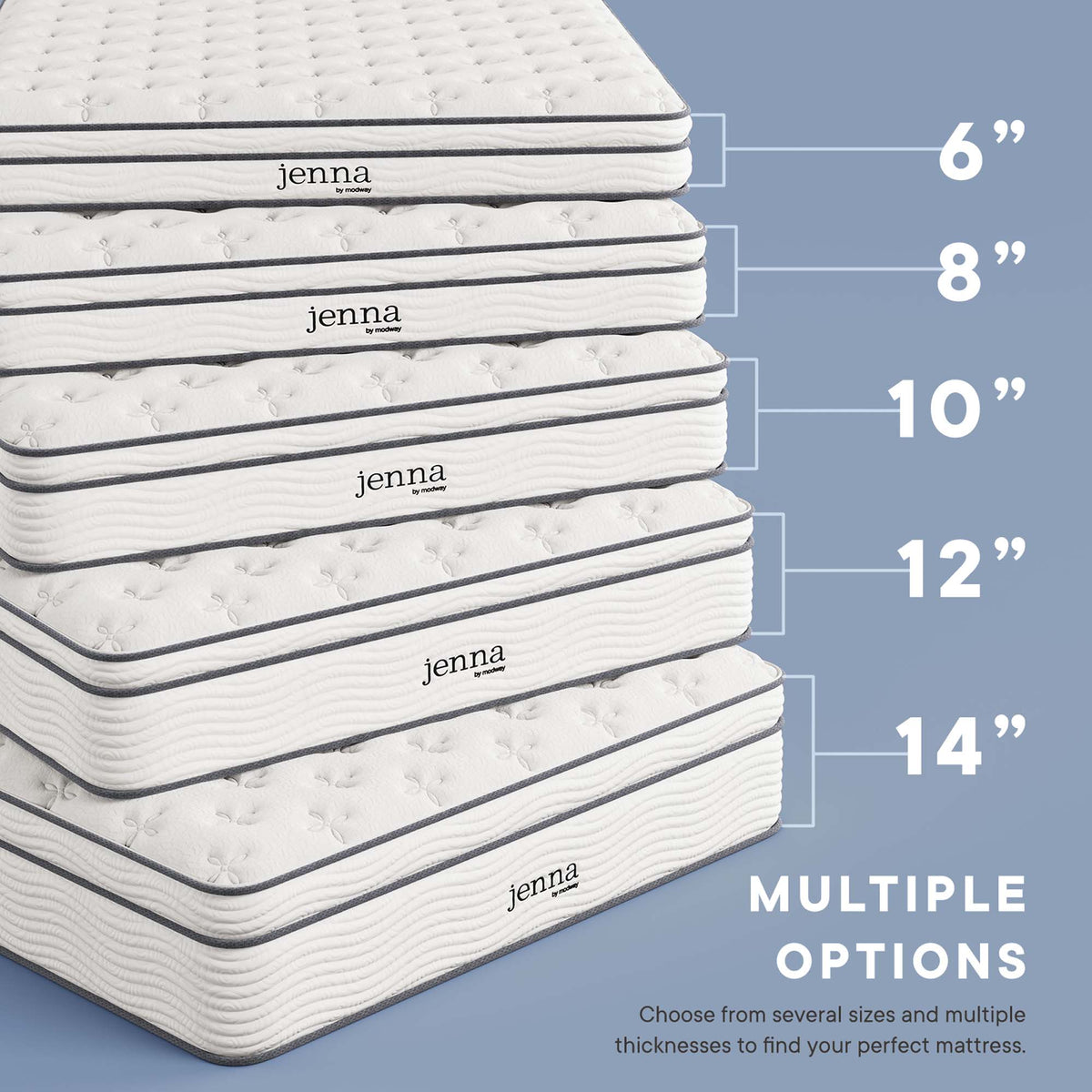 Jenna 12" Innerspring and Foam Twin Mattress, White
