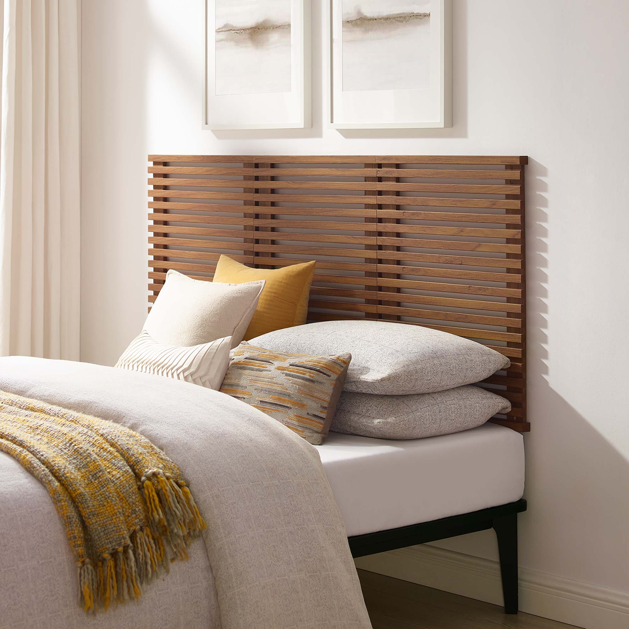Render Wall Mount Queen Headboard, Walnut