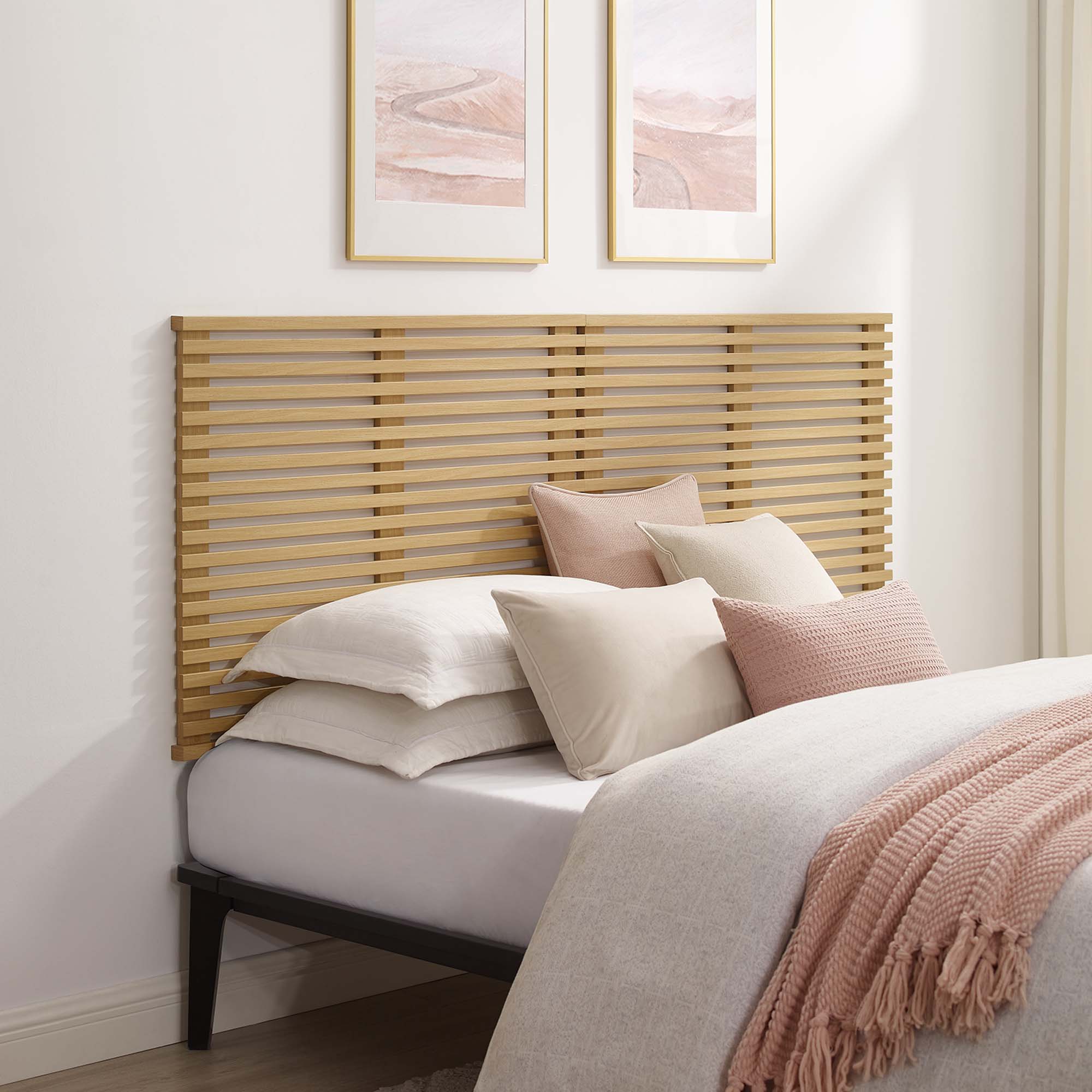 Render Wall Mount King Headboard, Oak
