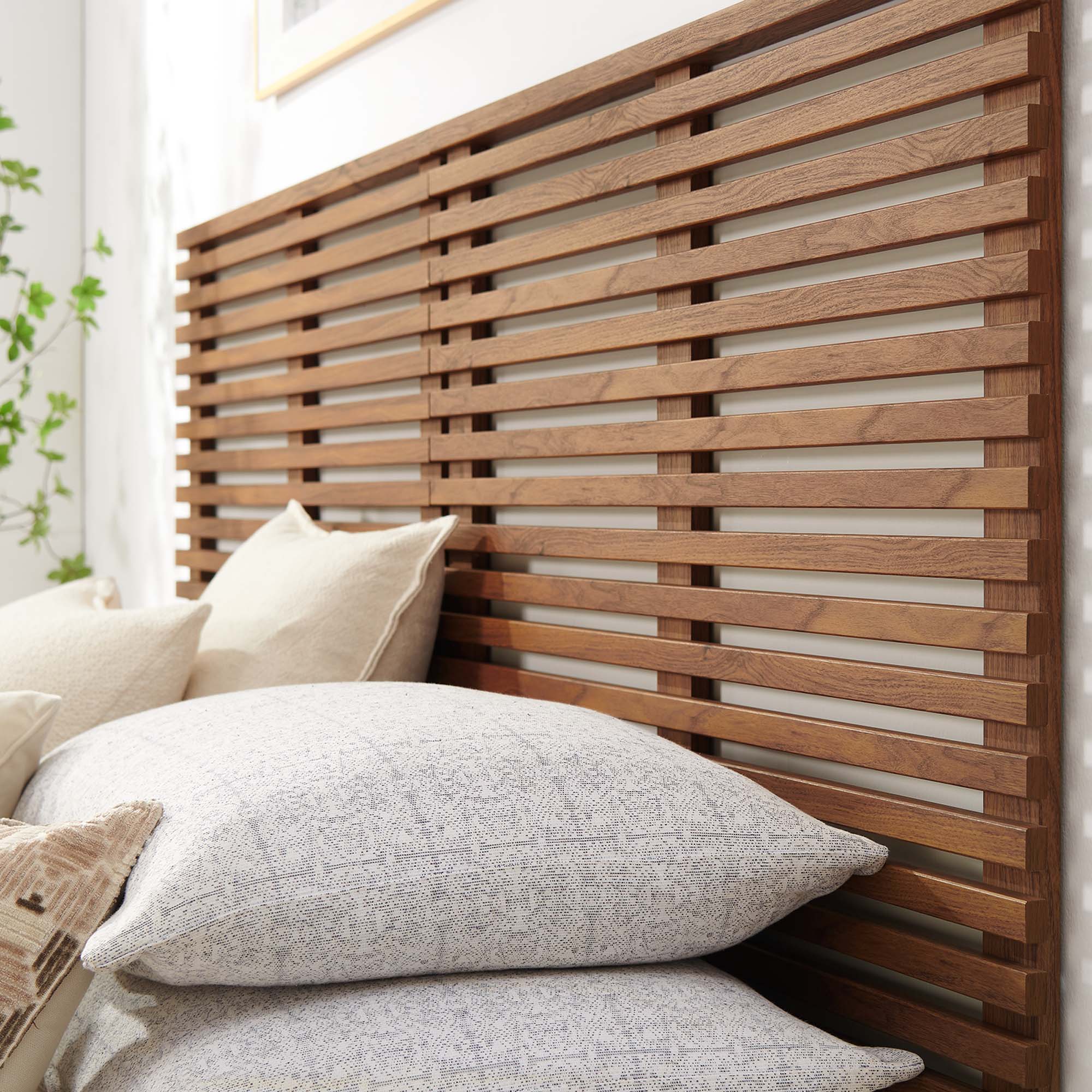 Render Wall Mount King Headboard, Walnut