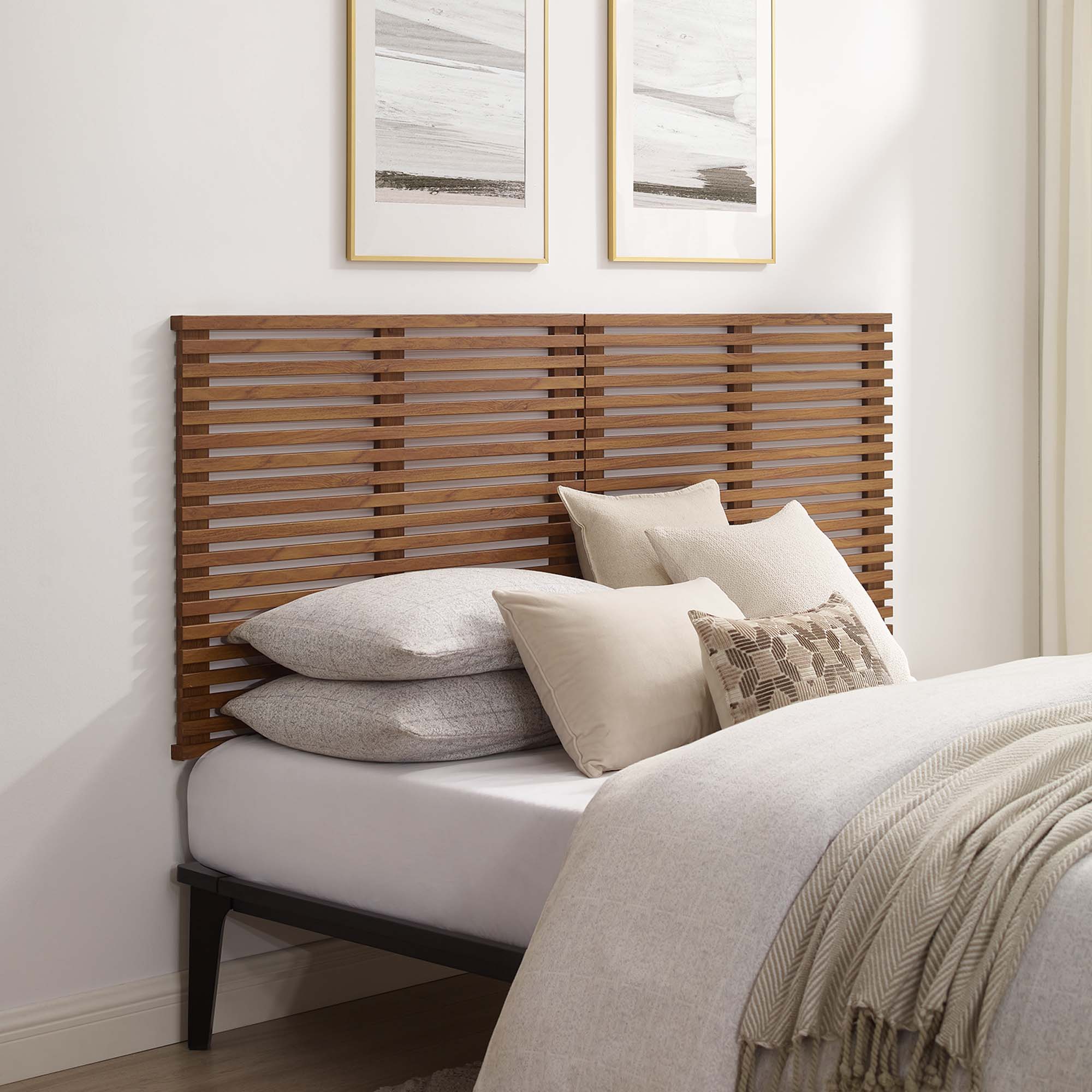 Render Wall Mount King Headboard, Walnut