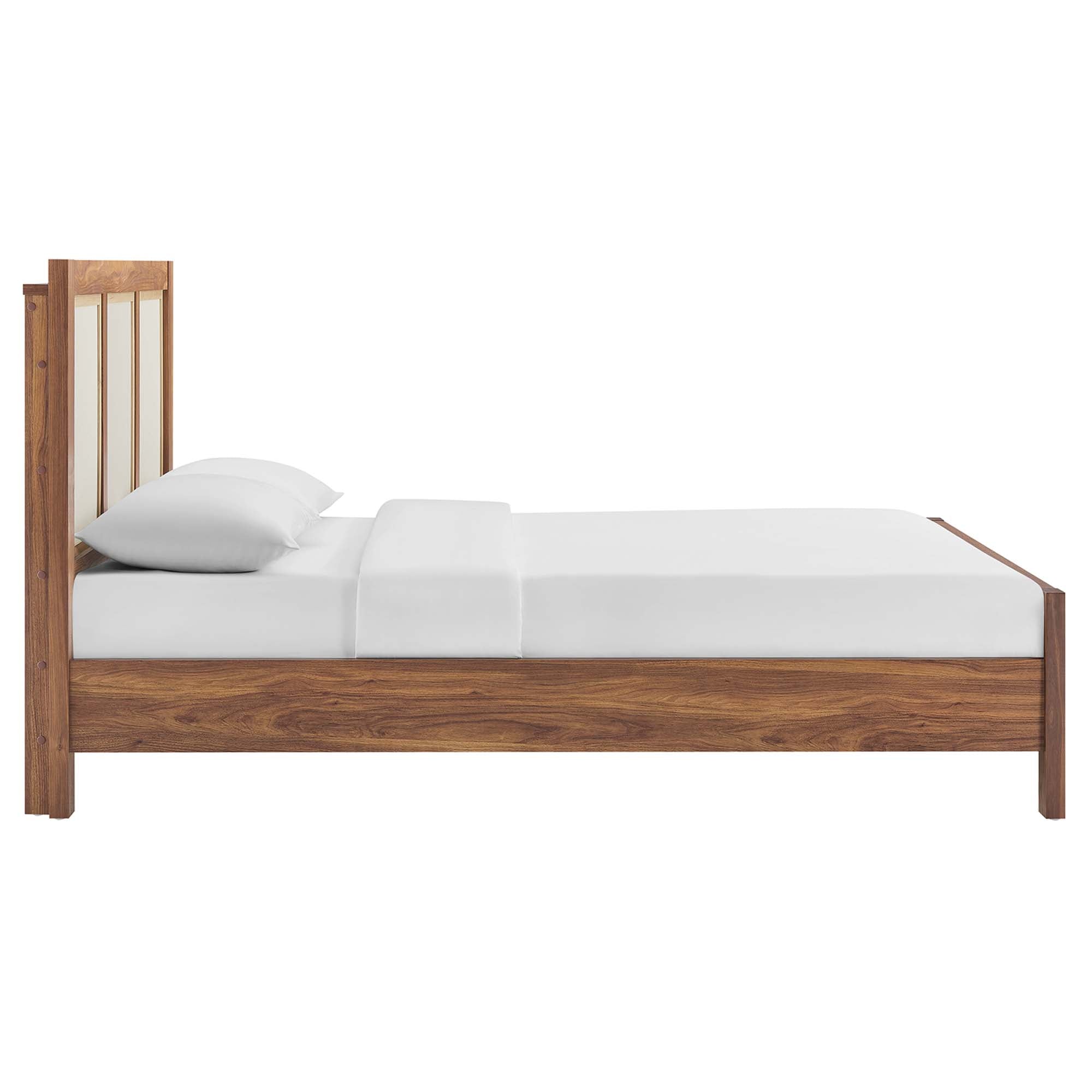 Capri Walnut Queen Wood Grain Platform Bed