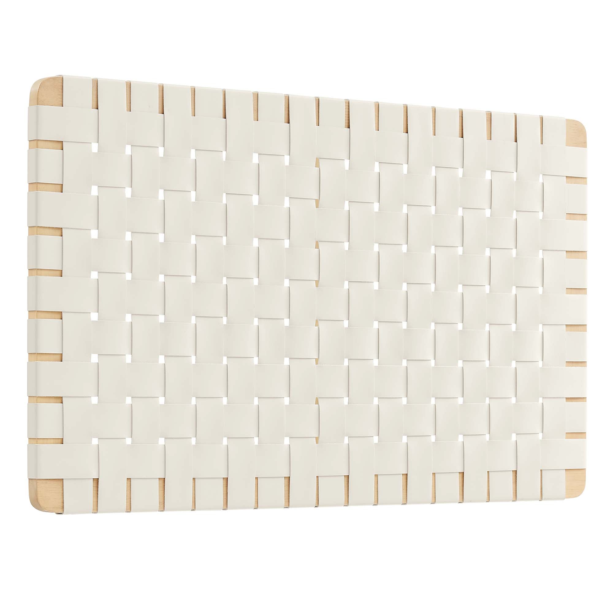 Sparta Weave Wall-Mount Vegan Leather Twin Headboard, Natural Beige
