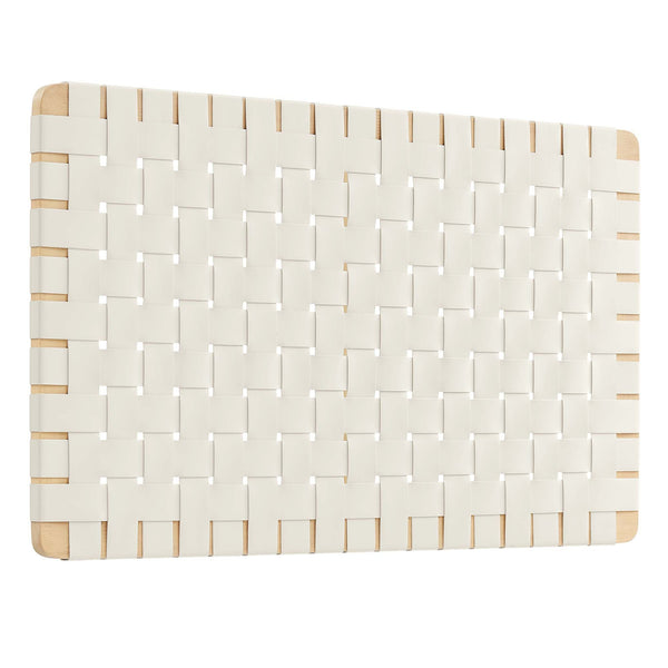 Sparta Weave Wall-Mount Vegan Leather Twin Headboard, Natural Beige
