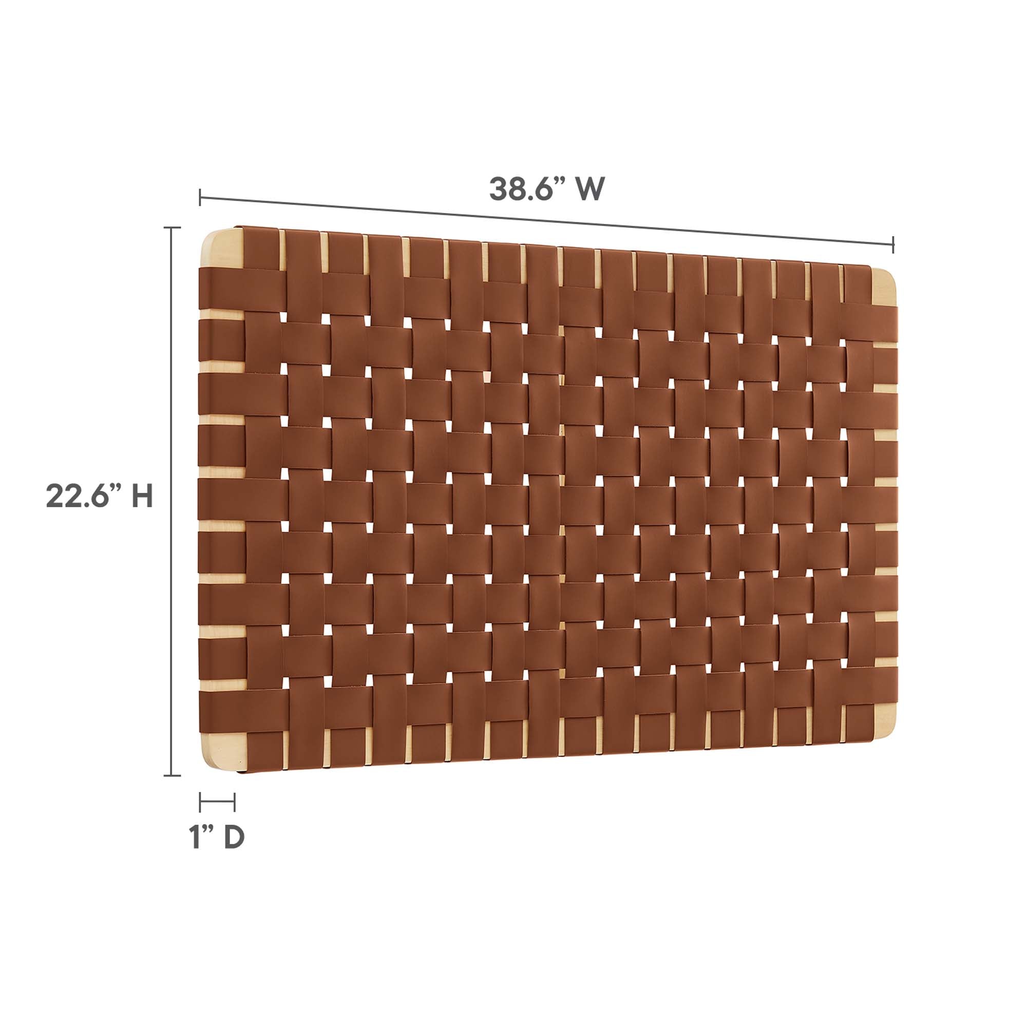 Sparta Weave Wall-Mount Vegan Leather Twin Headboard, Natural Brown