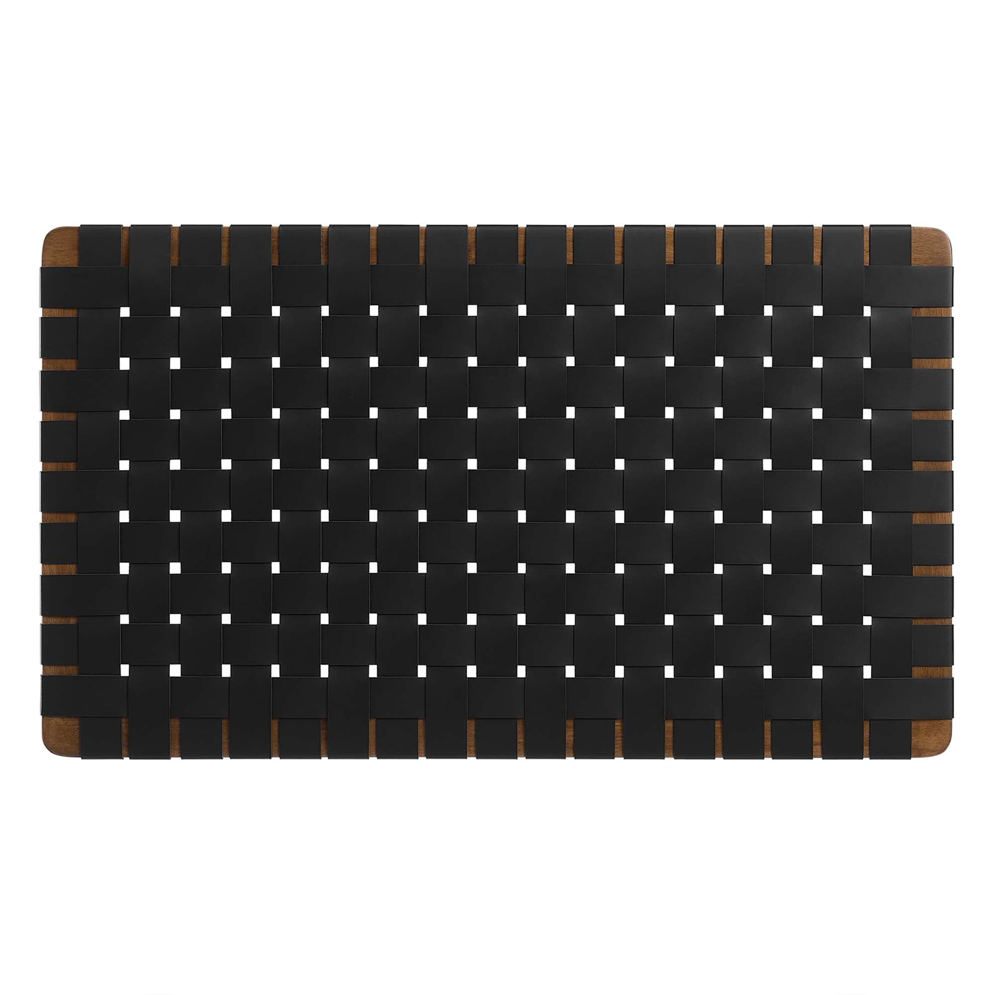 Sparta Weave Wall-Mount Vegan Leather Twin Headboard, Walnut Black