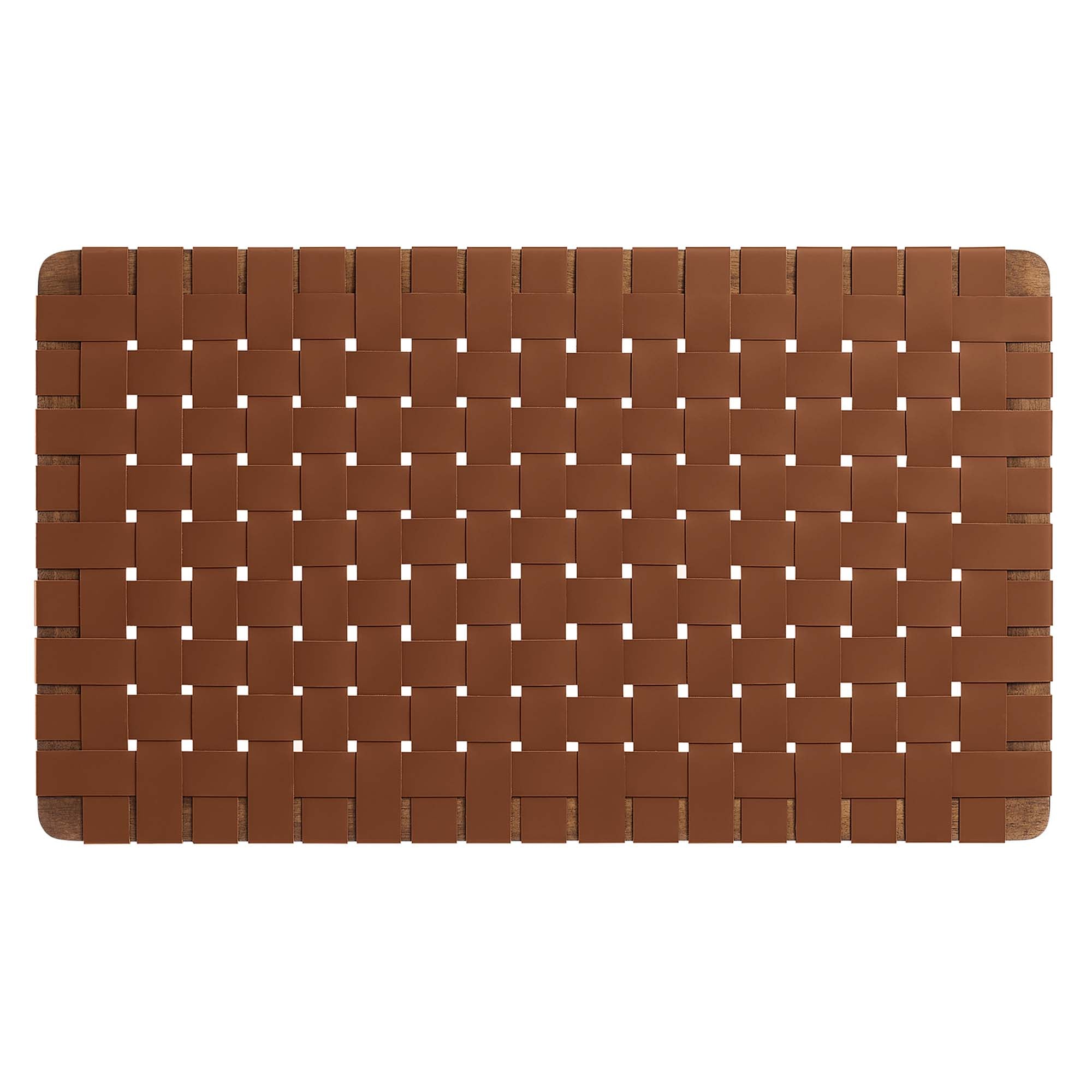 Sparta Weave Wall-Mount Vegan Leather Twin Headboard, Walnut Brown
