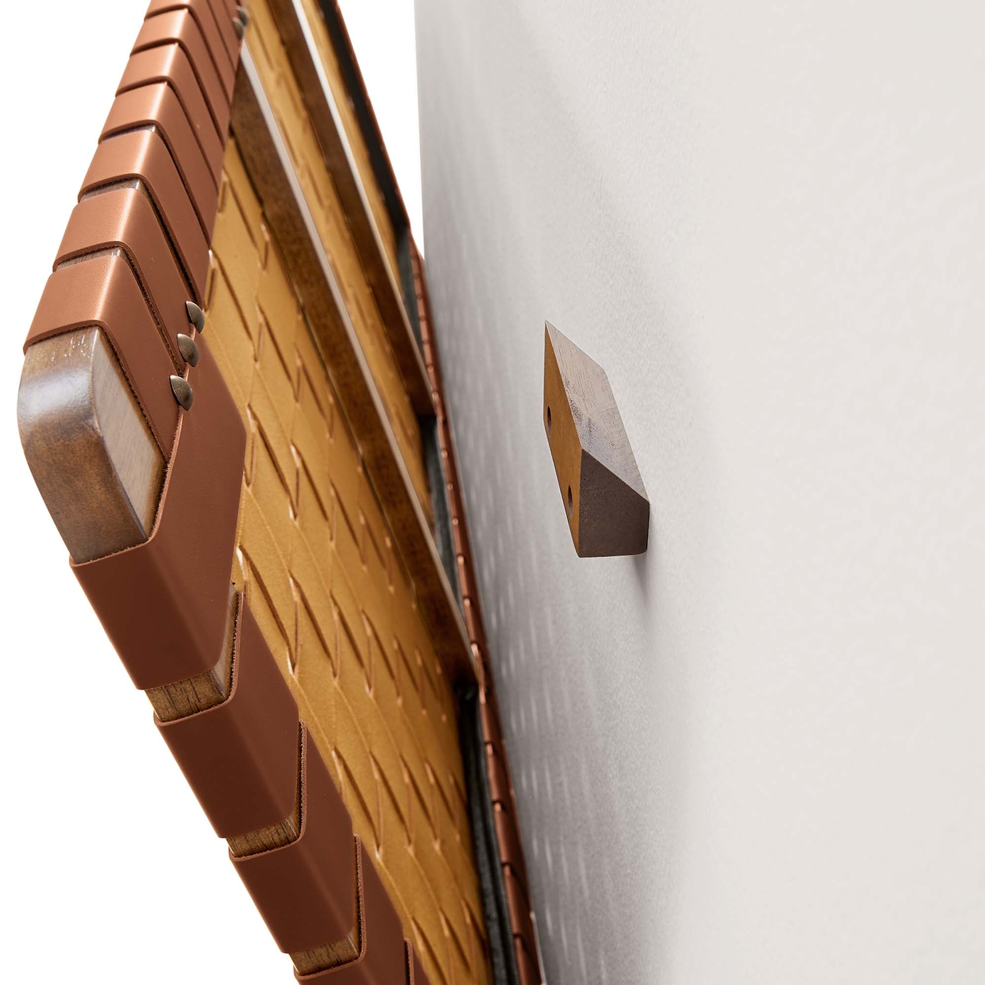 Sparta Weave Wall-Mount Vegan Leather Twin Headboard, Walnut Brown
