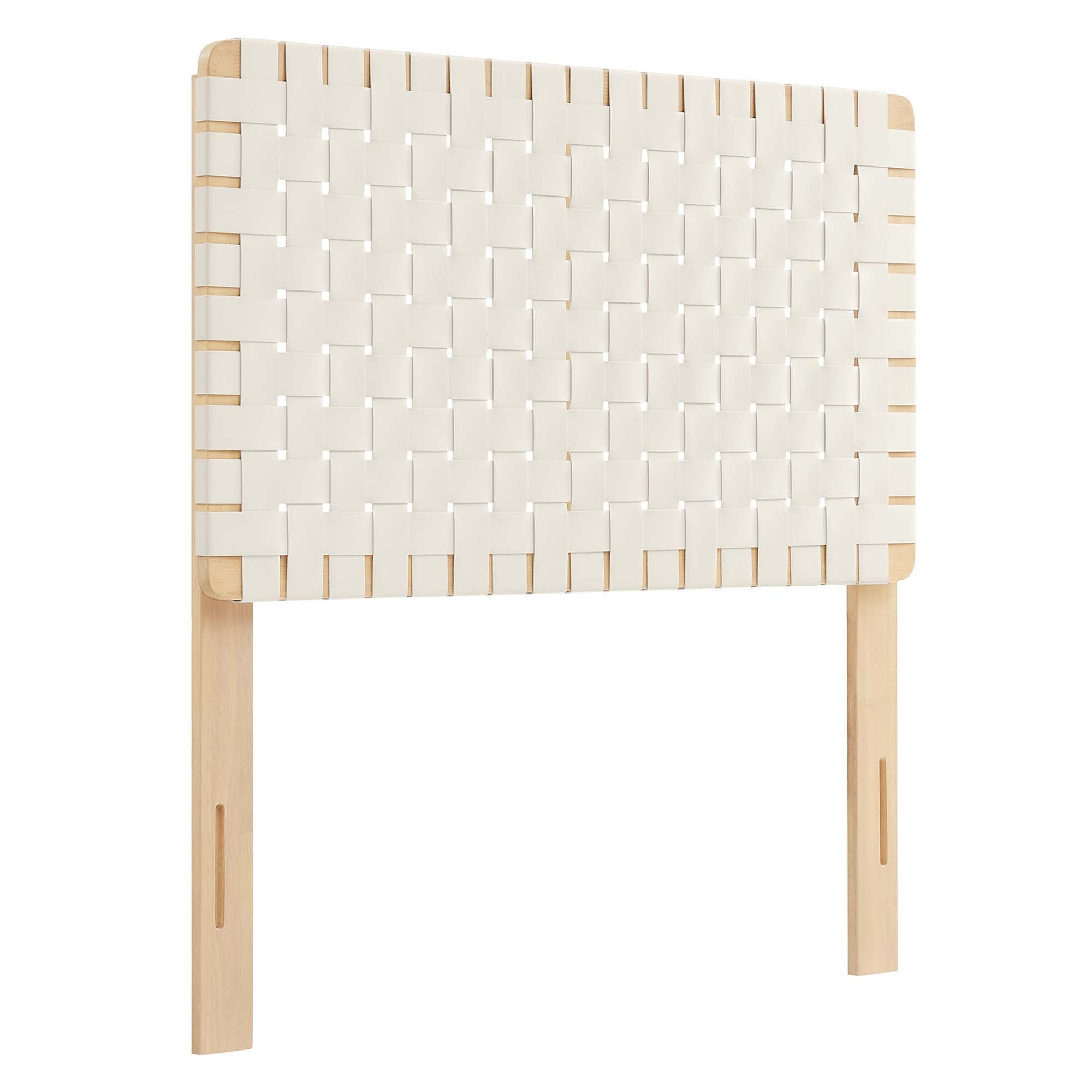 Sparta Weave Vegan Leather Twin Headboard, Natural Beige