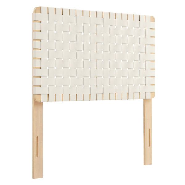 Sparta Weave Vegan Leather Twin Headboard, Natural Beige
