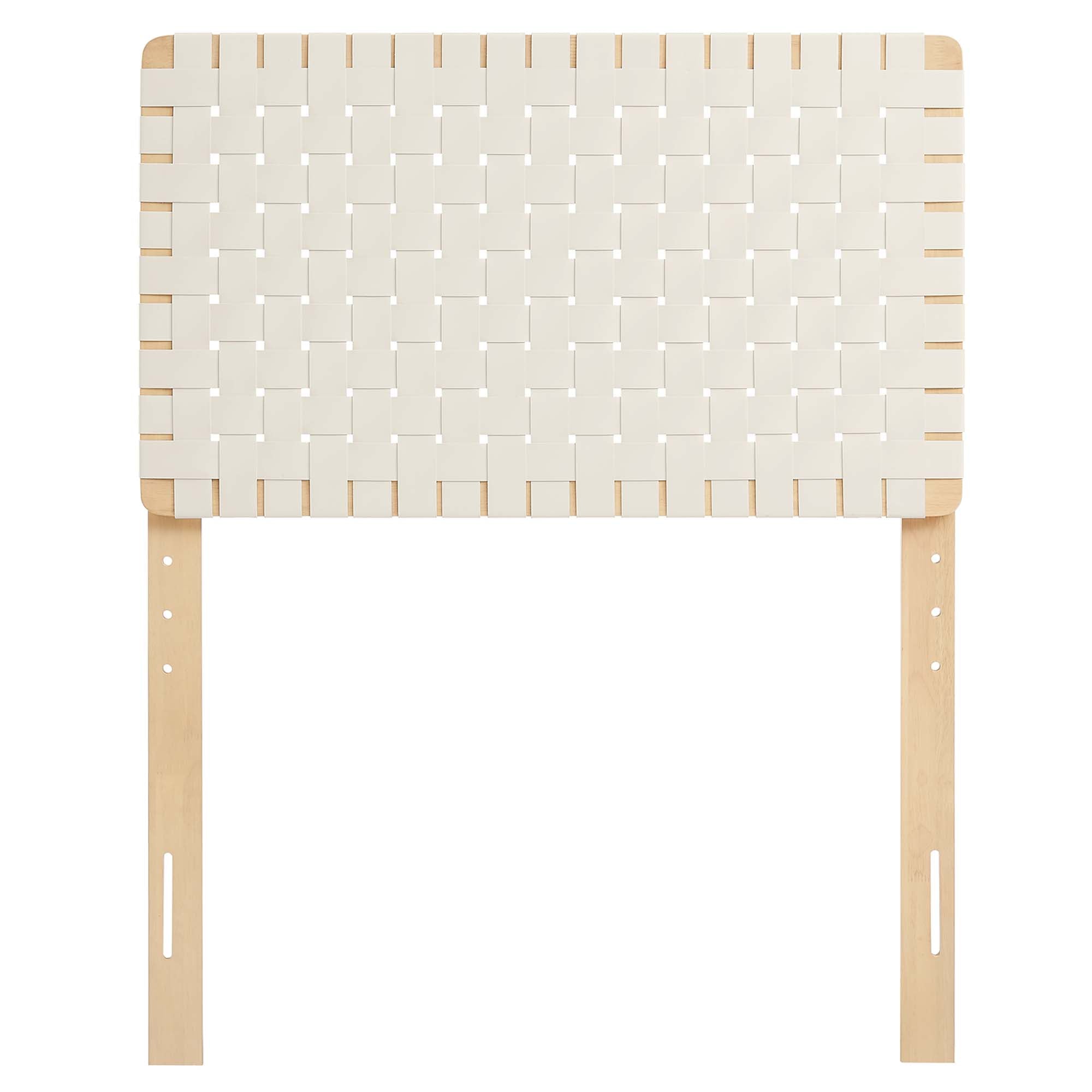 Sparta Weave Vegan Leather Twin Headboard, Natural Beige