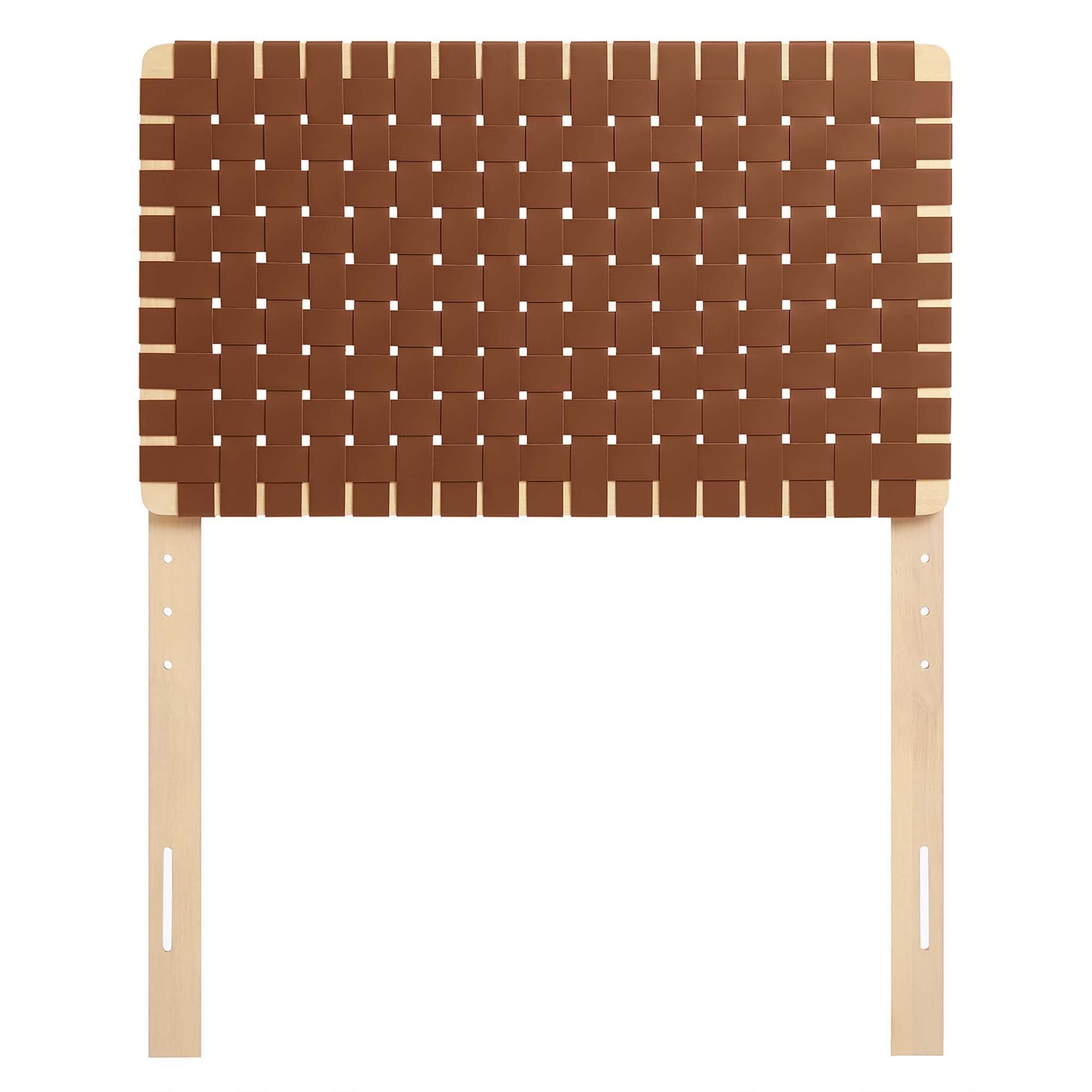 Sparta Weave Vegan Leather Twin Headboard, Natural Brown